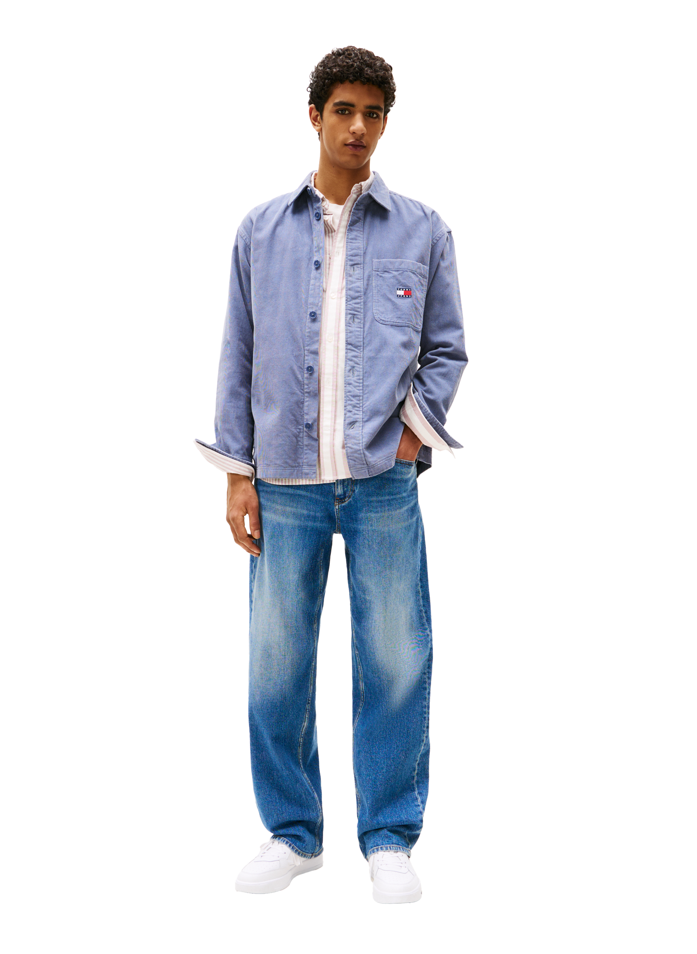 Textured cotton shirt TOMMY HILFIGER Blue