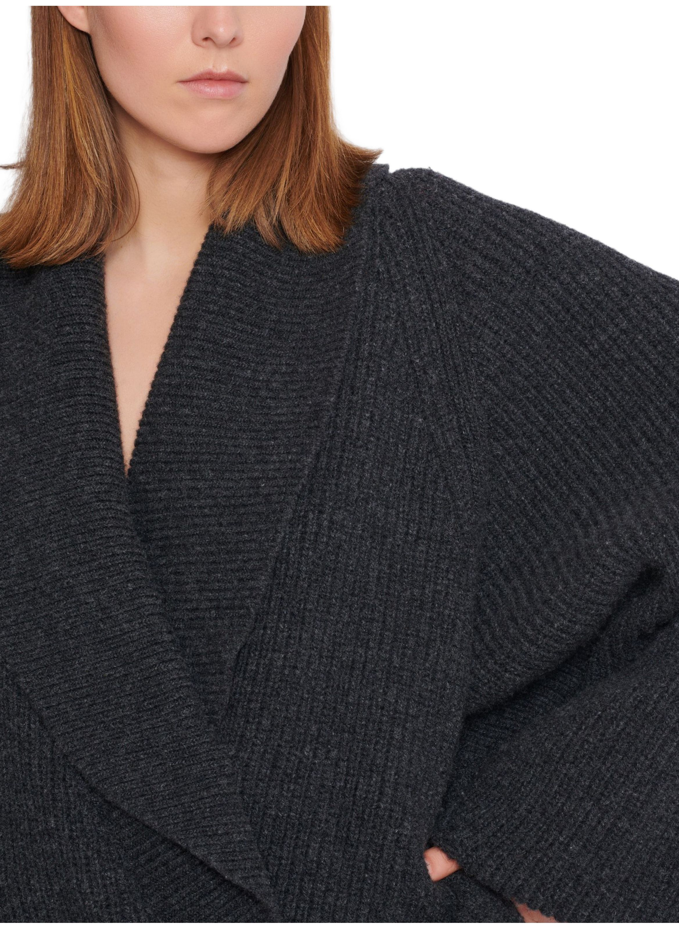 Pull oversize cache-cœur en maille BALMAIN Gris