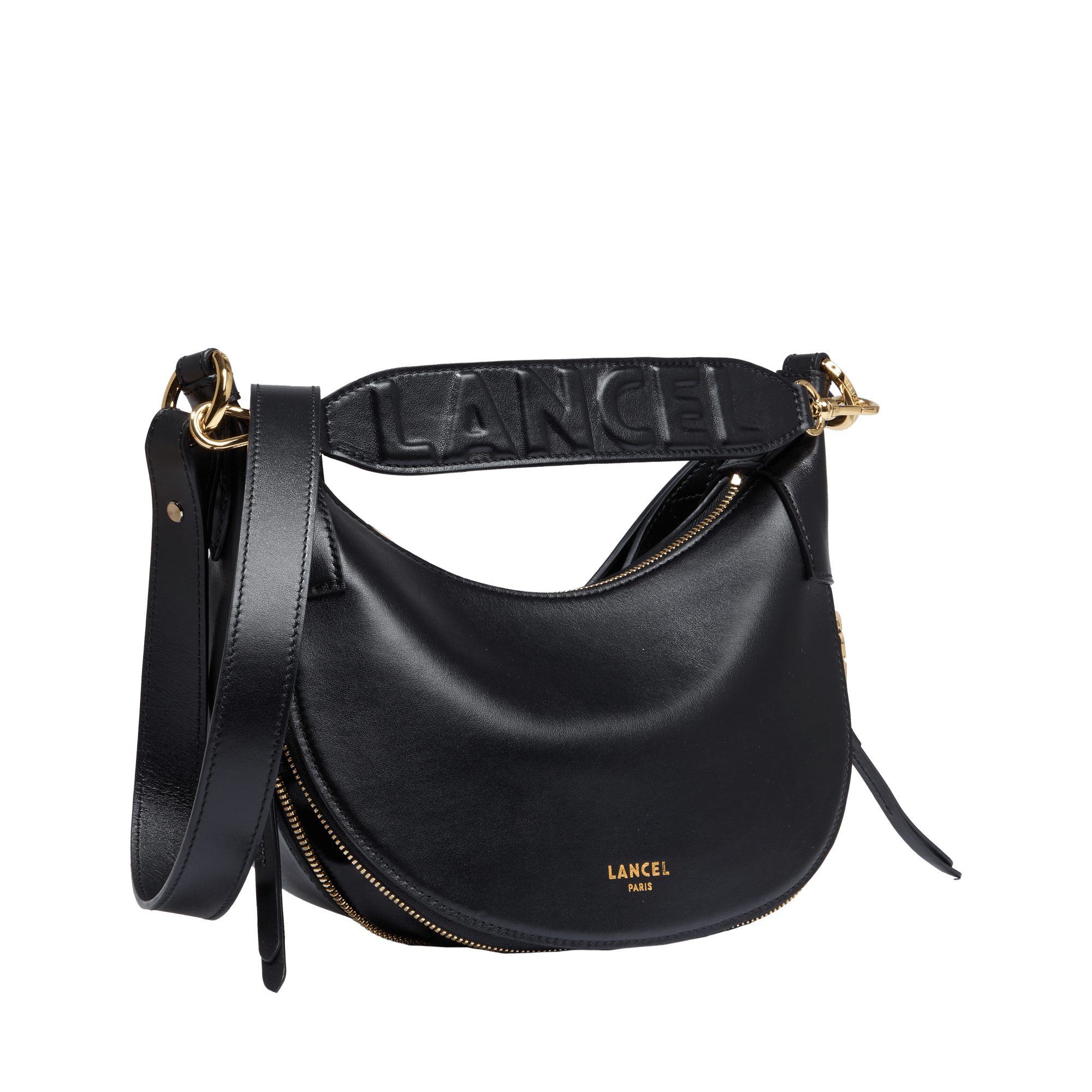 Sac hobo zippé s origami de lancel en cuir LANCEL Noir