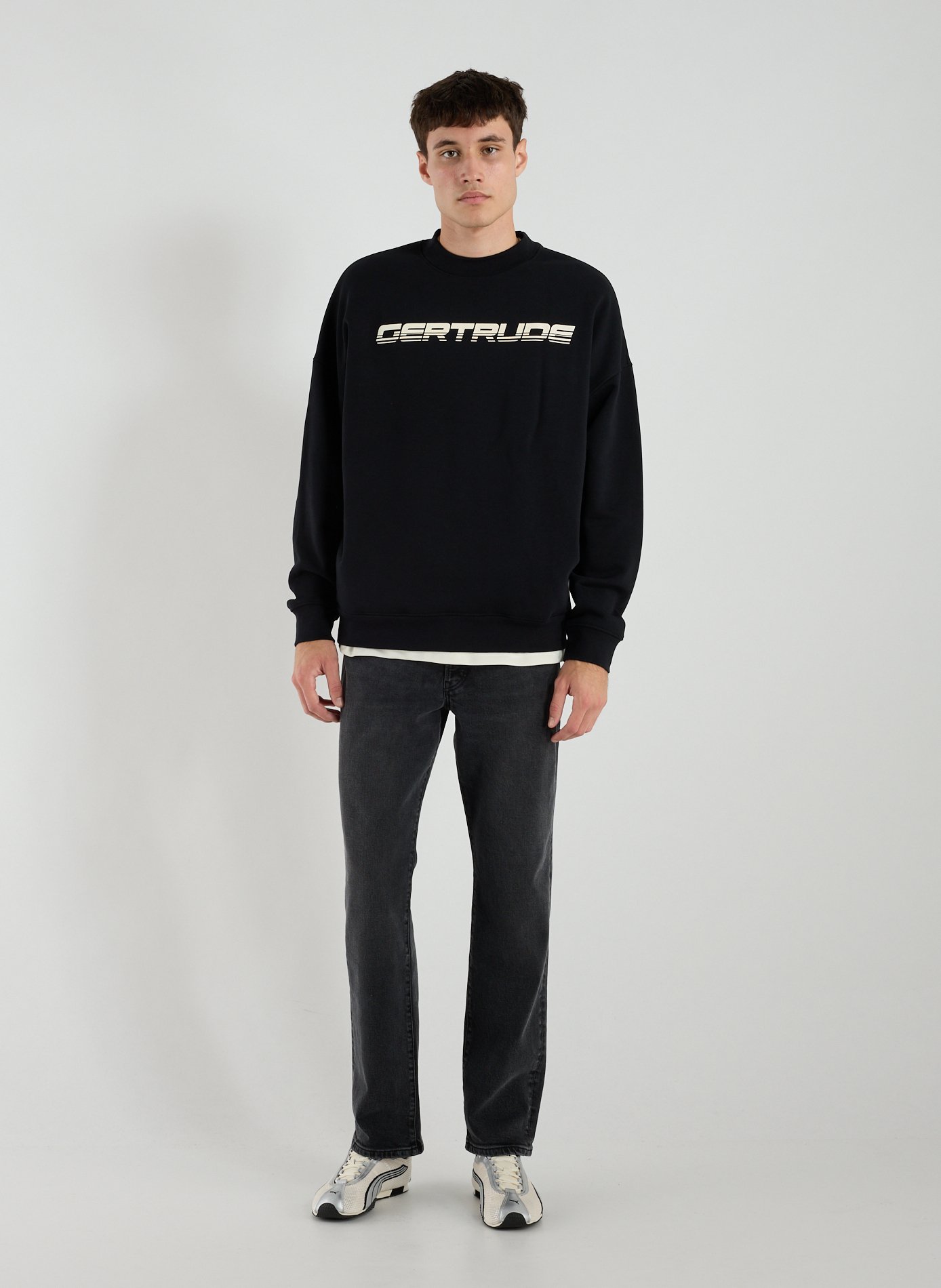 Pull col rond en coton mélangé GERTRUDE ET GASTON Noir