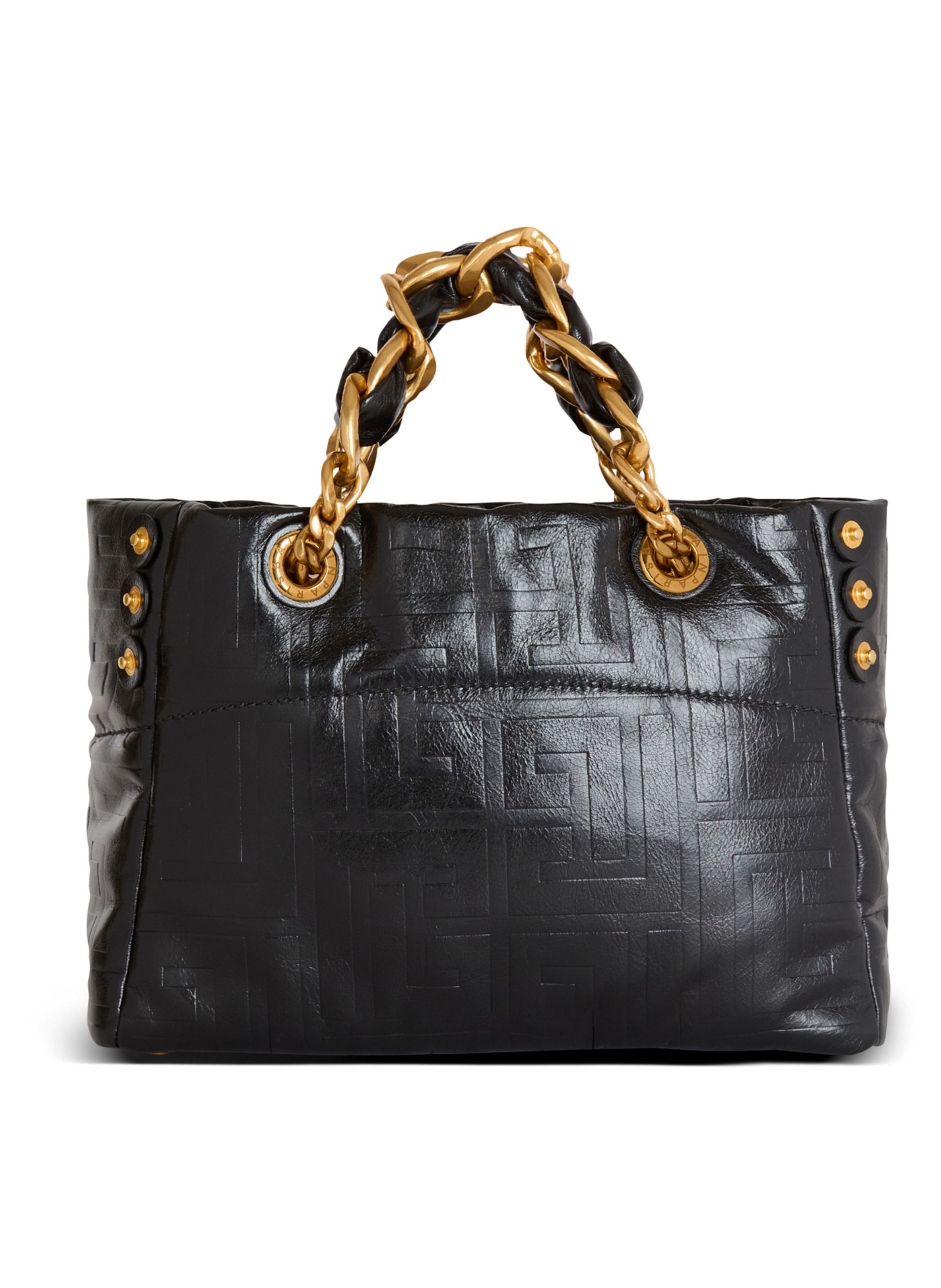 Sac cabas 1945 soft small en cuir de veau craquelé BALMAIN Noir