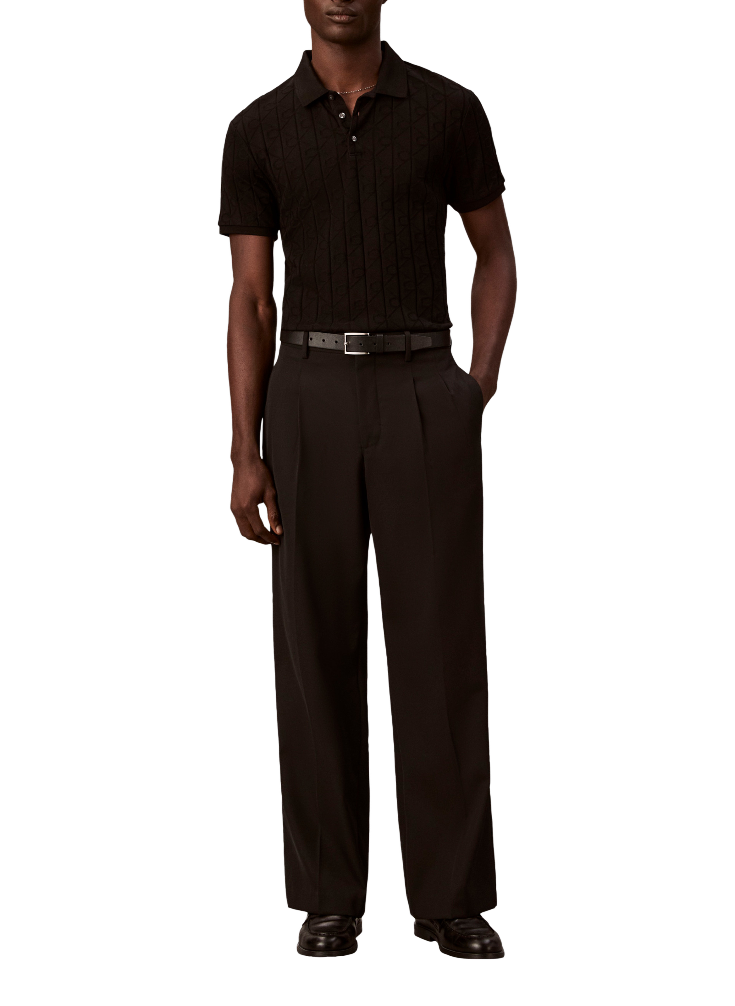 Polo coupe classique en maille texturée CALVIN KLEIN Noir