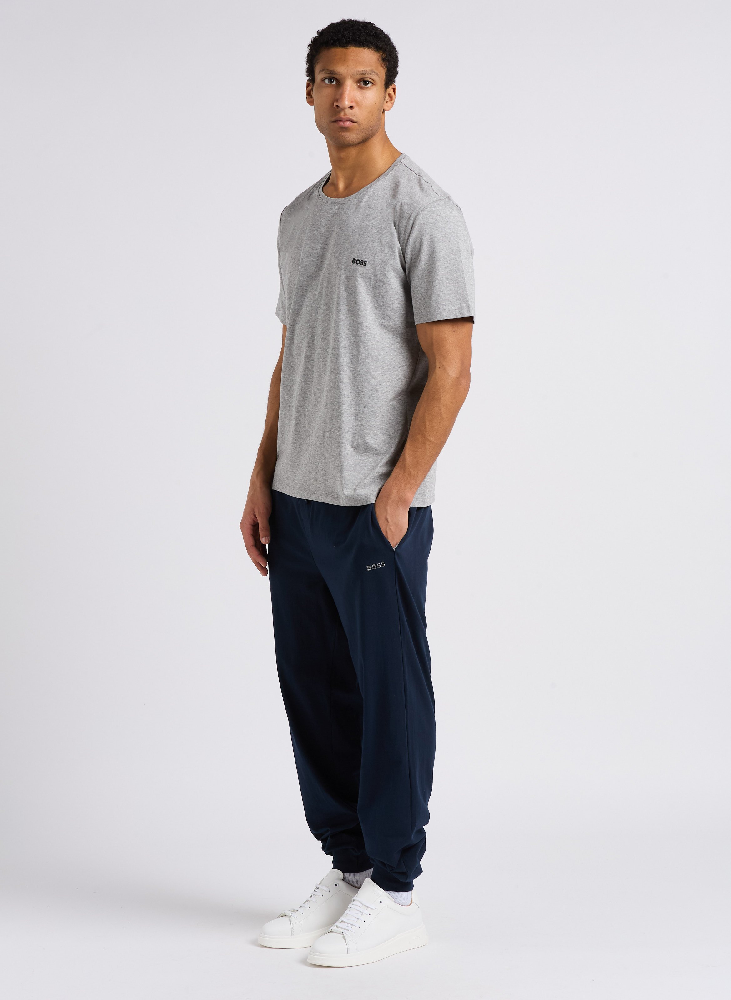 Jogging droit en coton BOSS Bleu