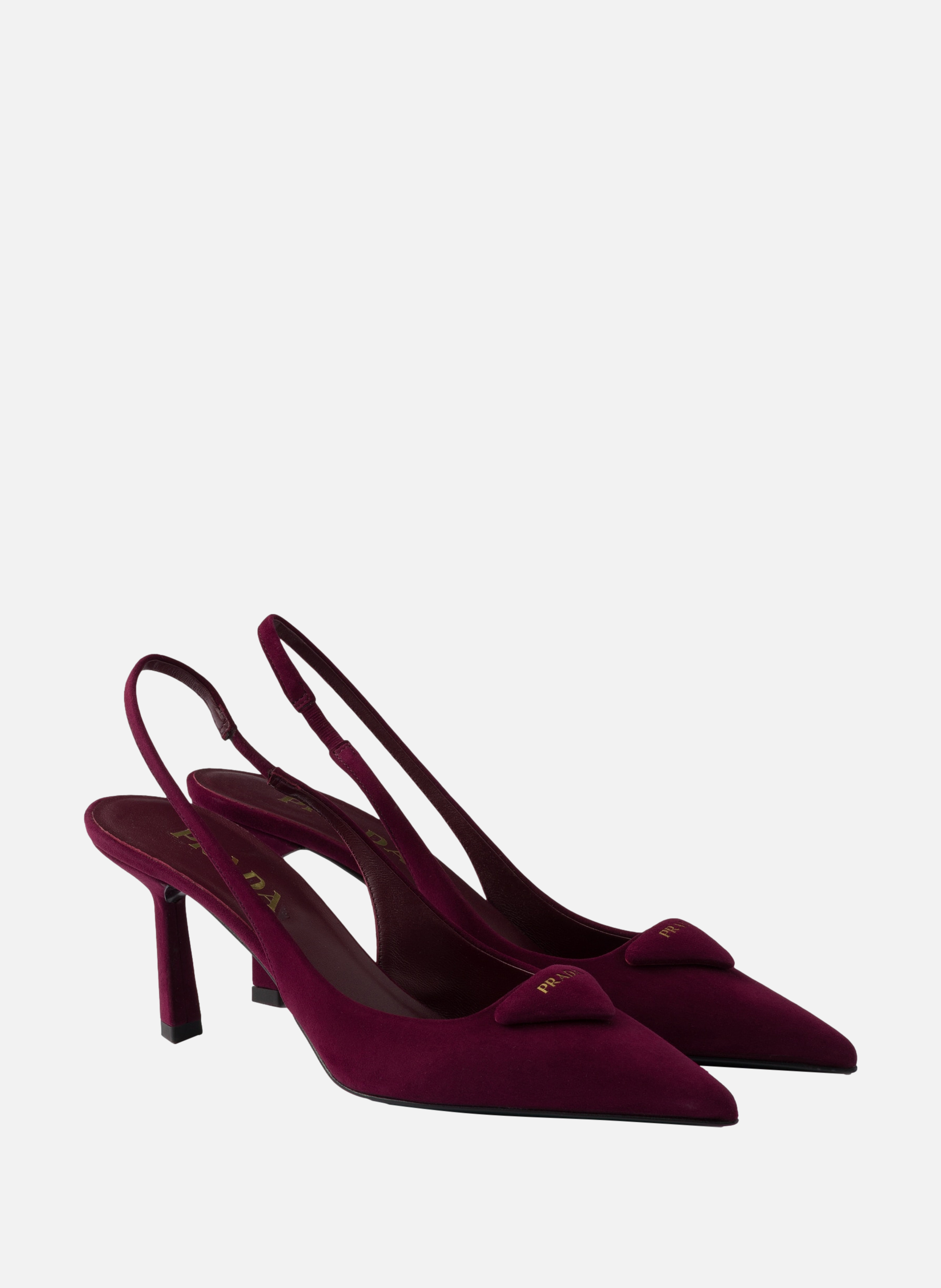 Escarpins à bride arrière en veau velours PRADA Rouge