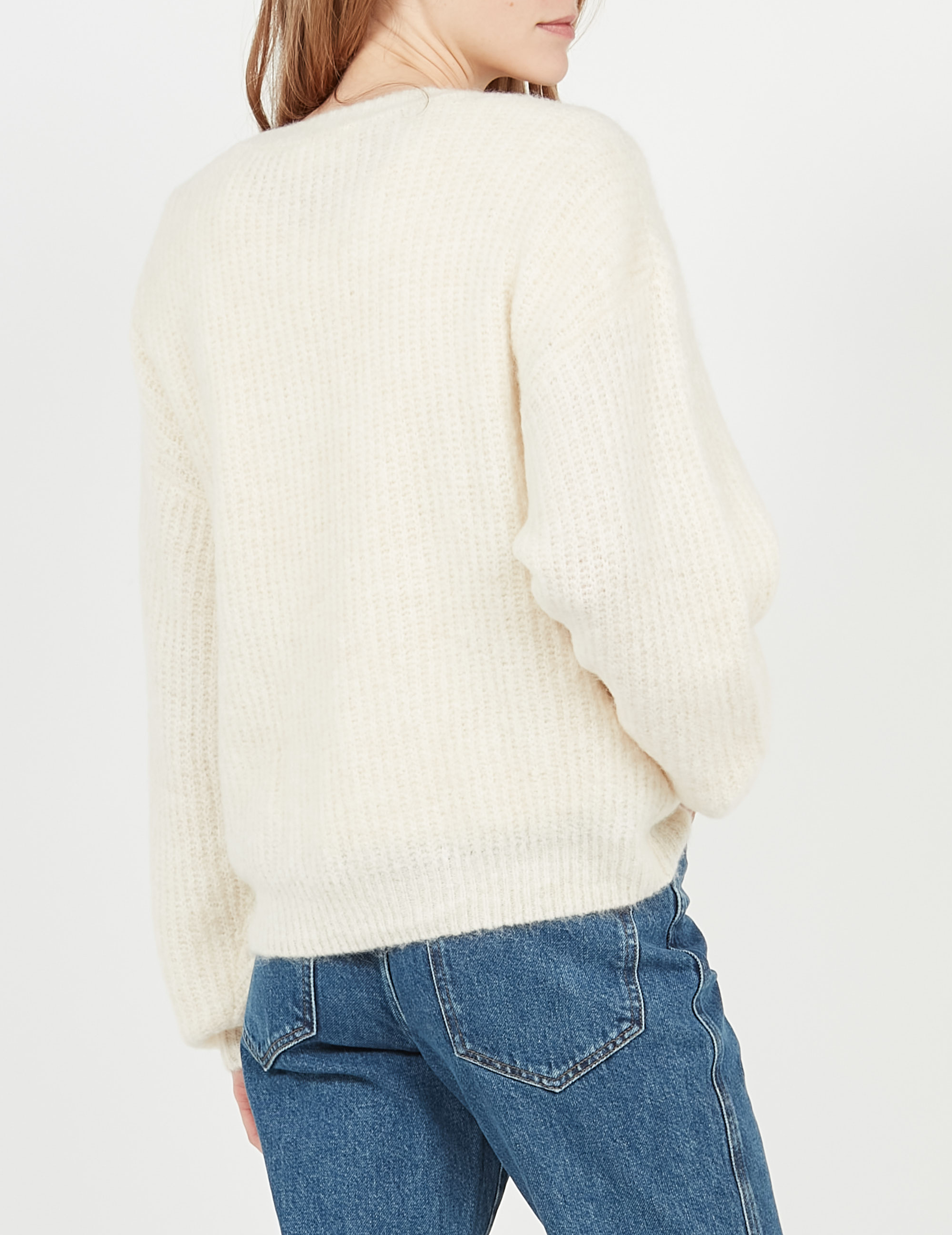 Pull droit à maille duveteuse en laine mélangée east AMERICAN VINTAGE Beige