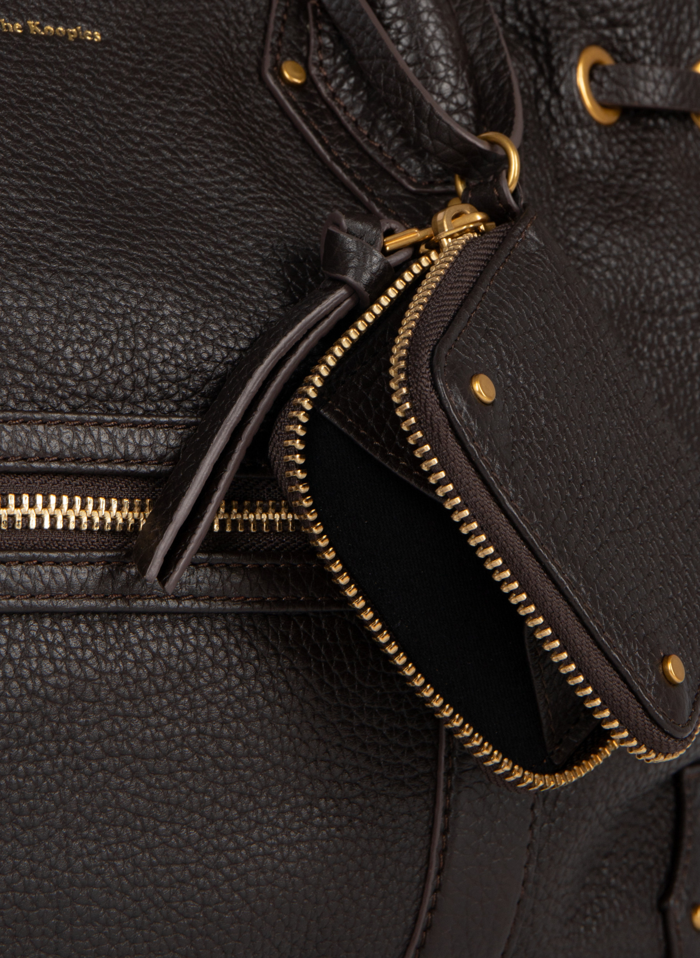 Sac cabas froncé en cuir grainé THE KOOPLES Marron