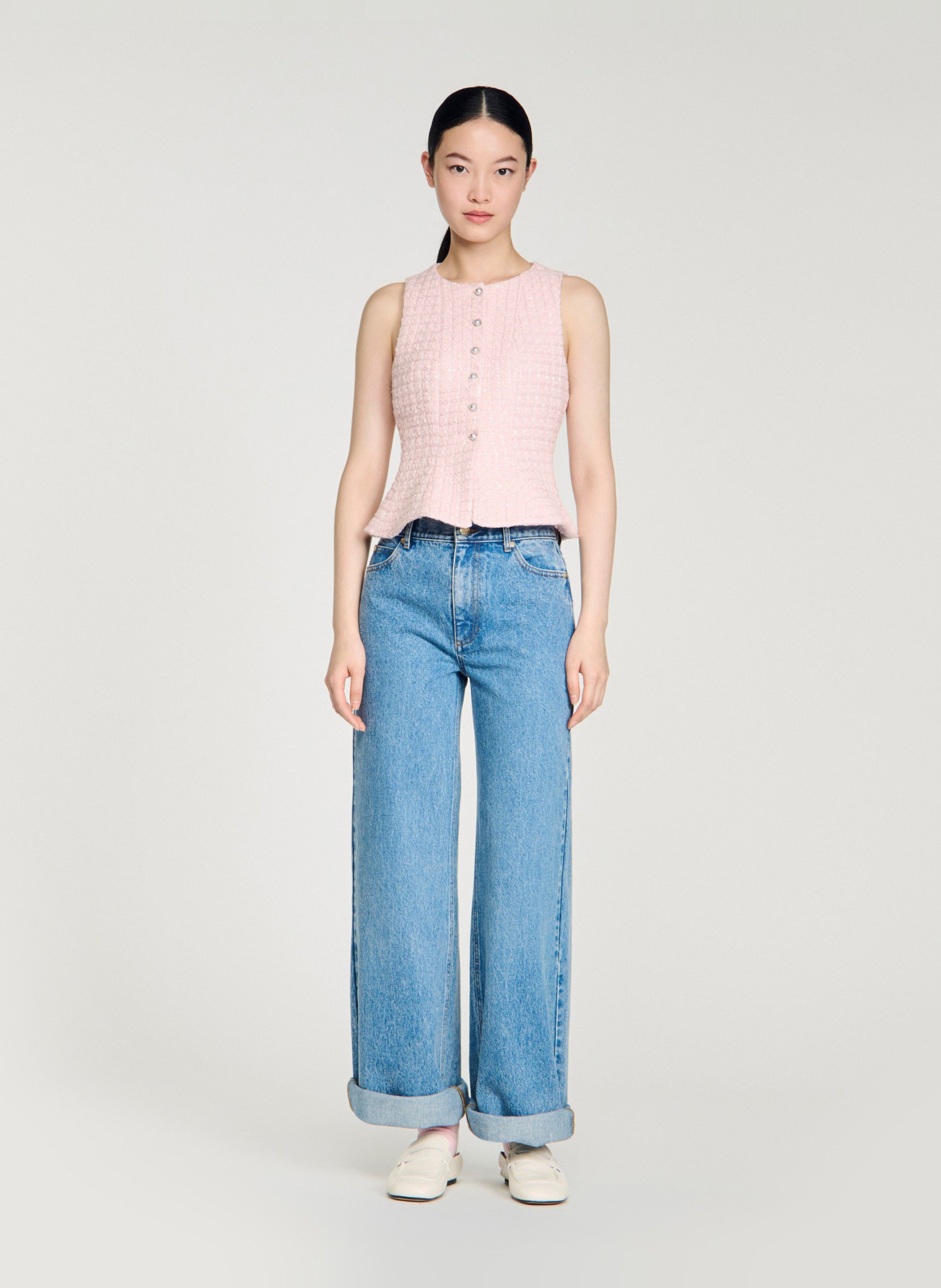 Top péplum en tweed SANDRO Rose