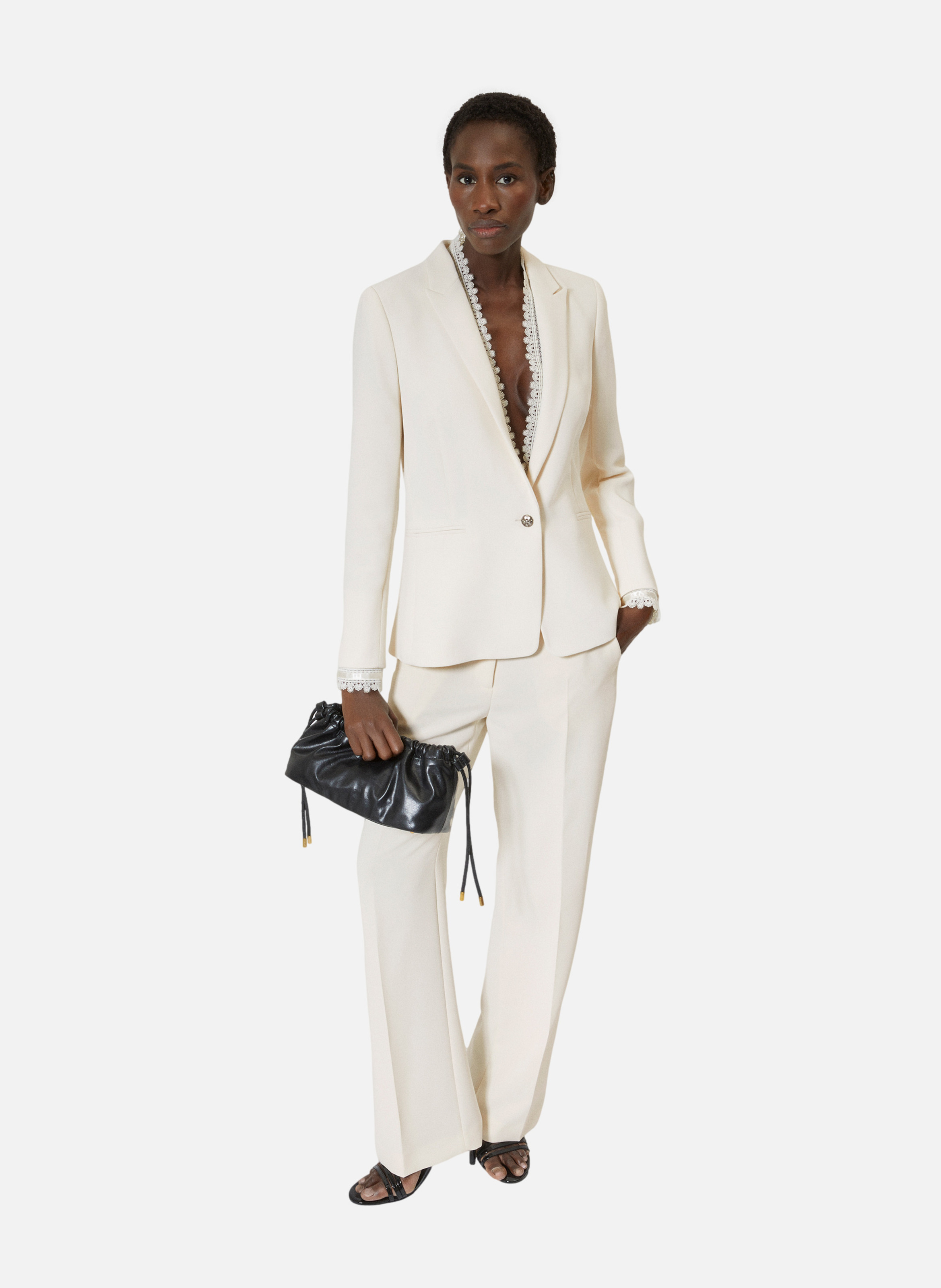 Veste tailleur avec bande dentelle THE KOOPLES Blanc