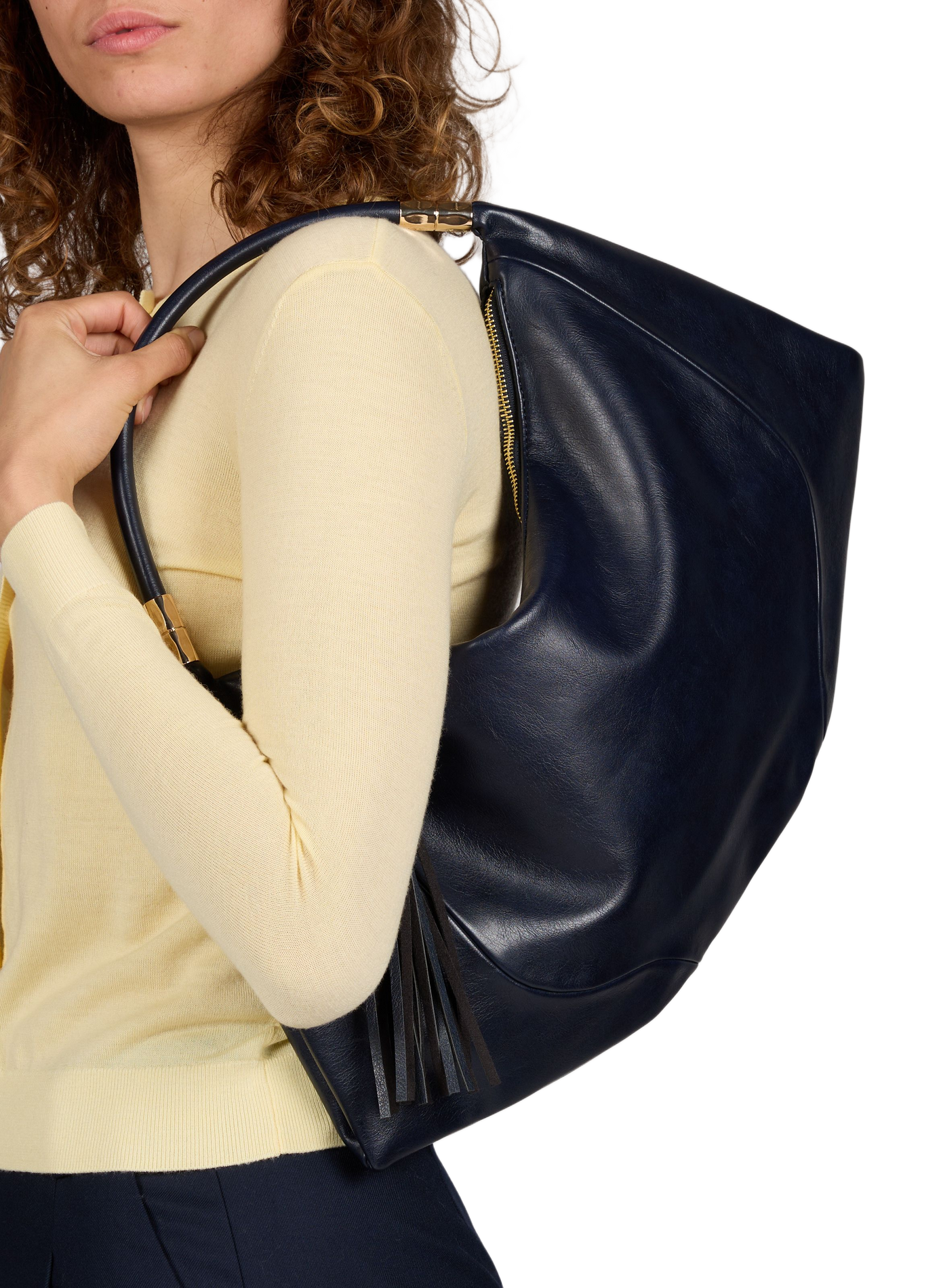 Sac à main Hobo avec Pompom AU PRINTEMPS PARIS Bleu