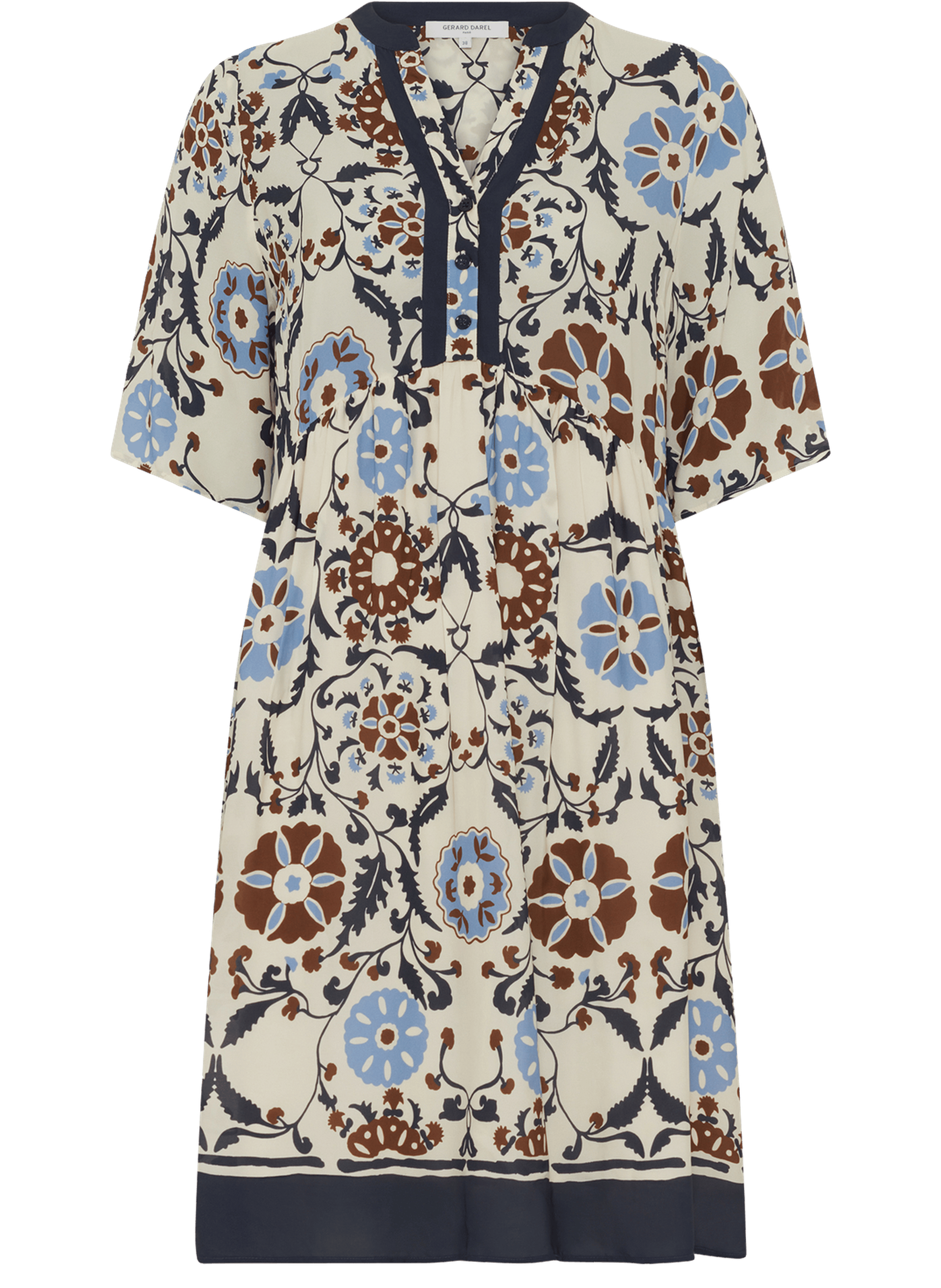 Robe courte et fluide imprimée - romaine GERARD DAREL Beige