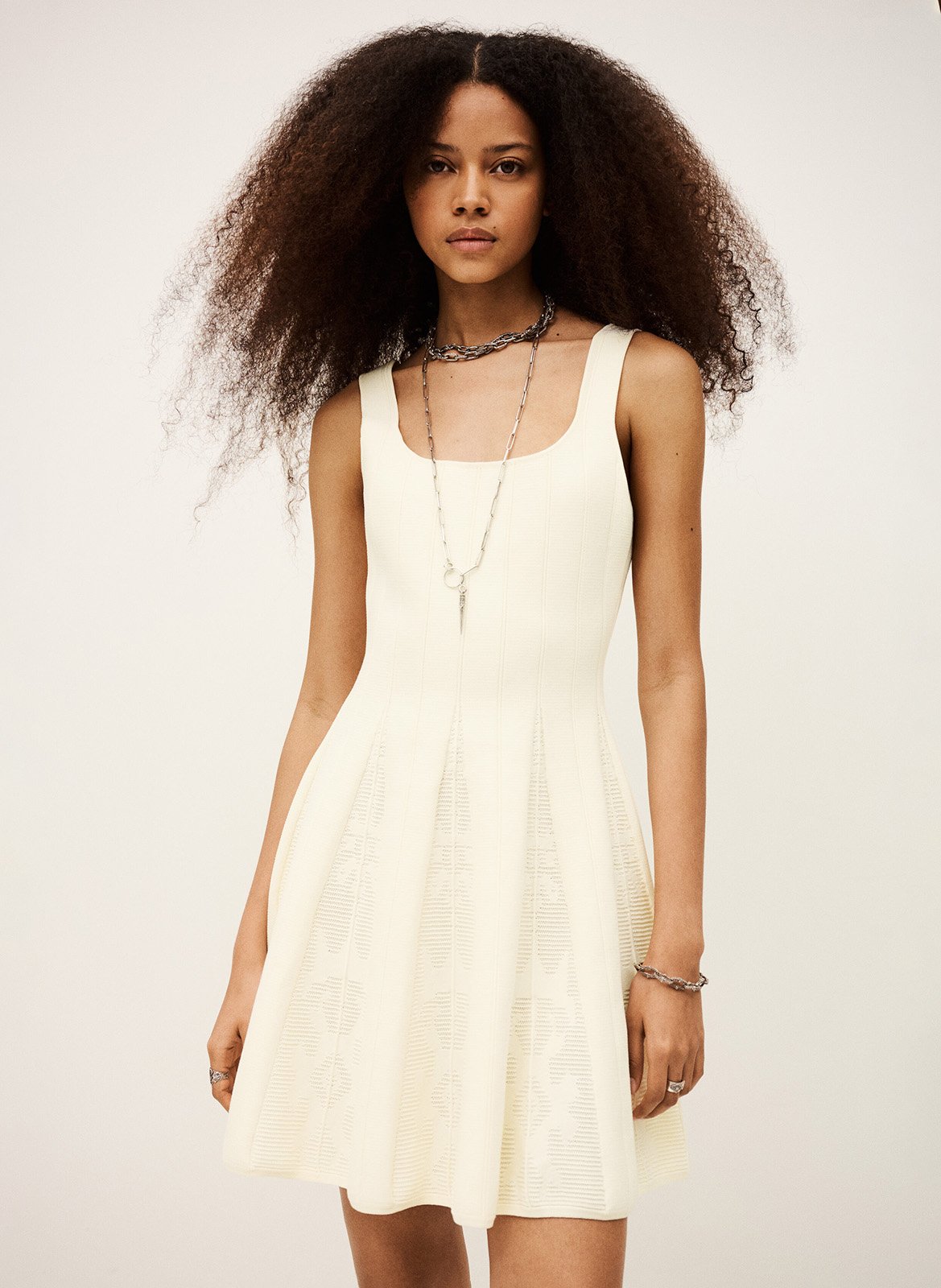 Robe courte col caré cattana BA&SH Beige