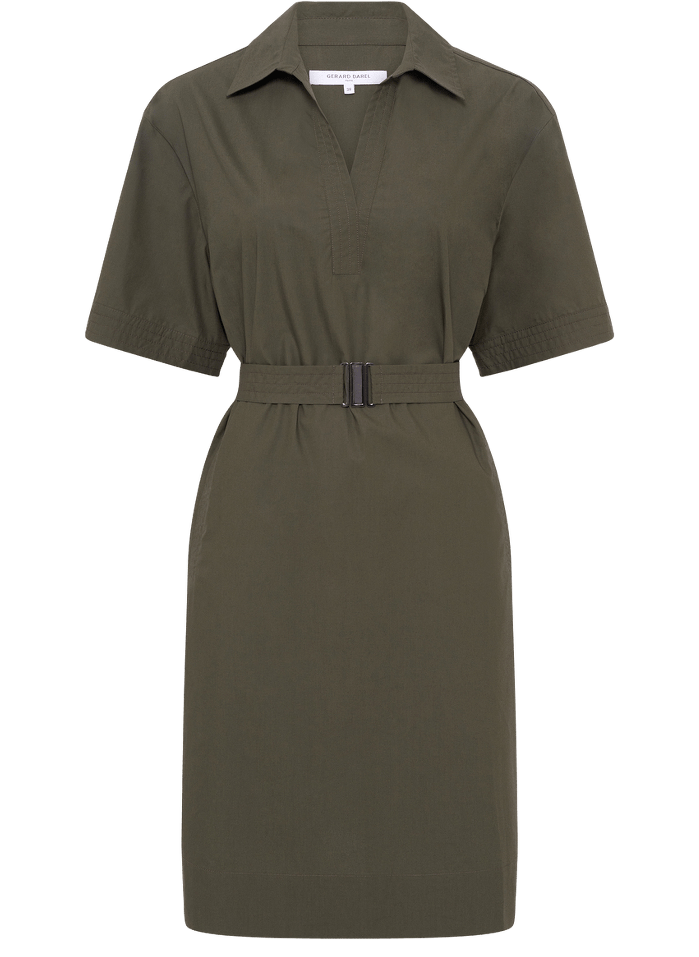 Robe à col chemise en coton - rizlene GERARD DAREL Vert