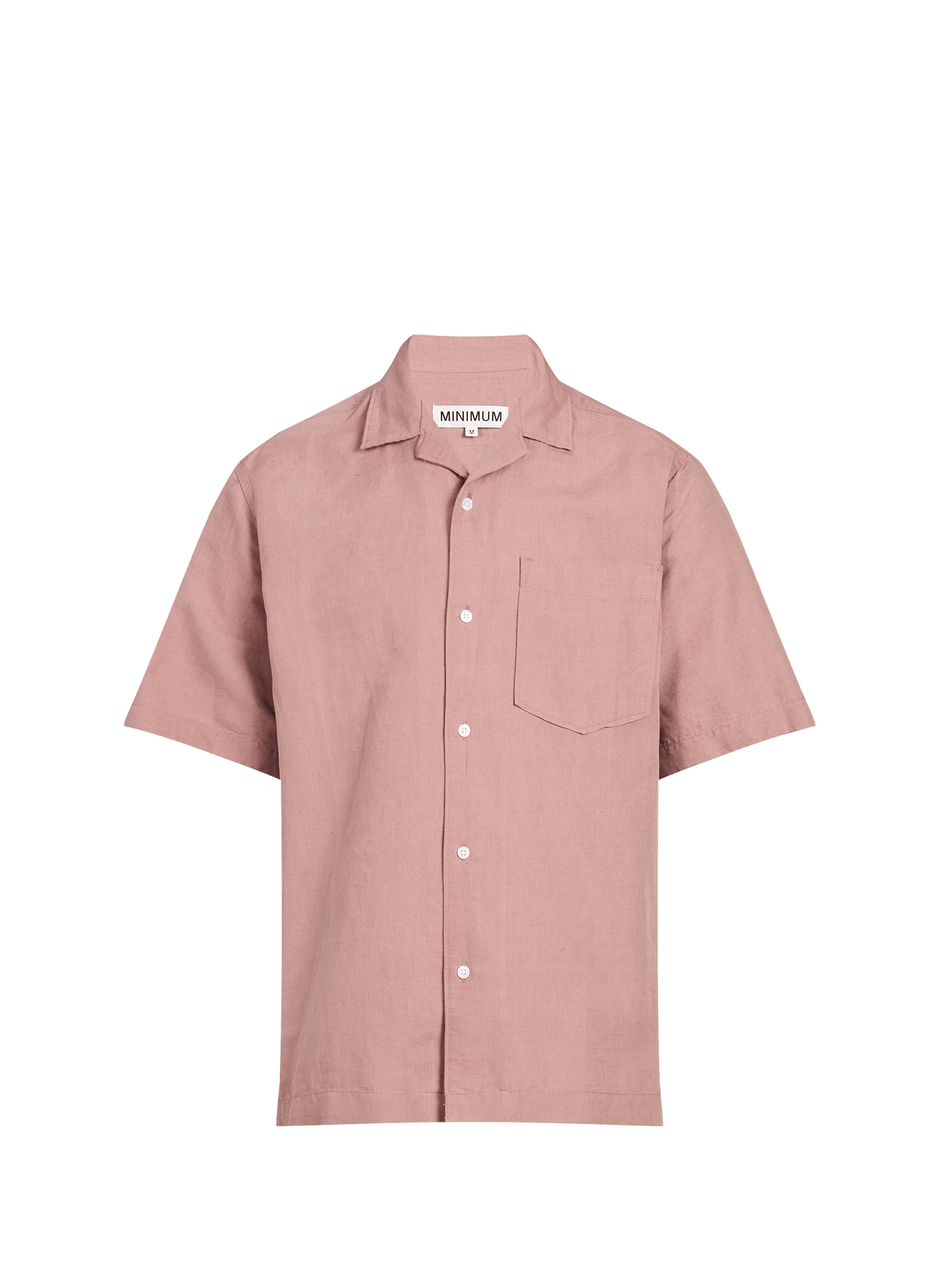 Short-sleeved linen and cotton shirt MINIMUM Pink