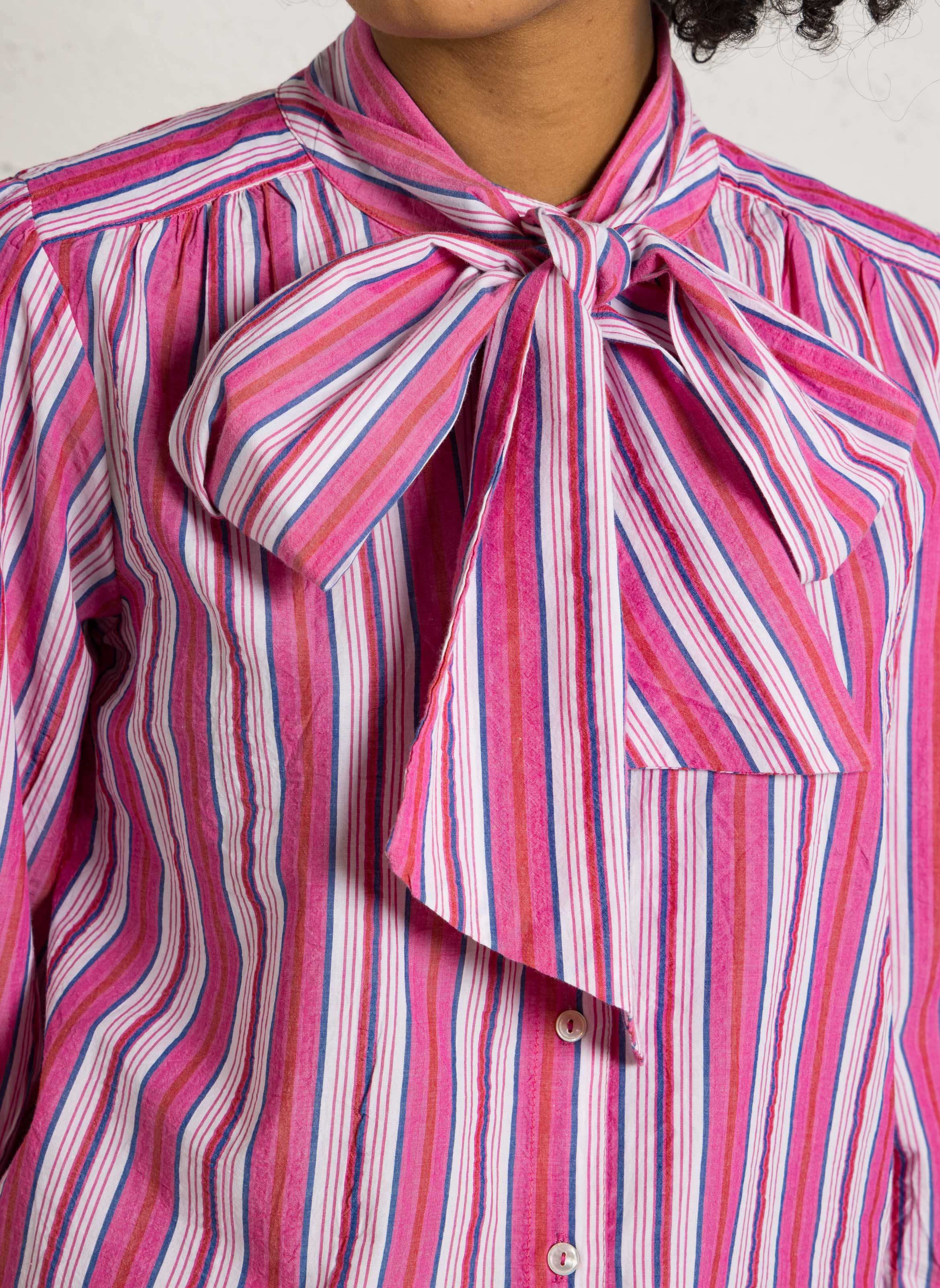 Blouse à rayures col rond domitille Rose
