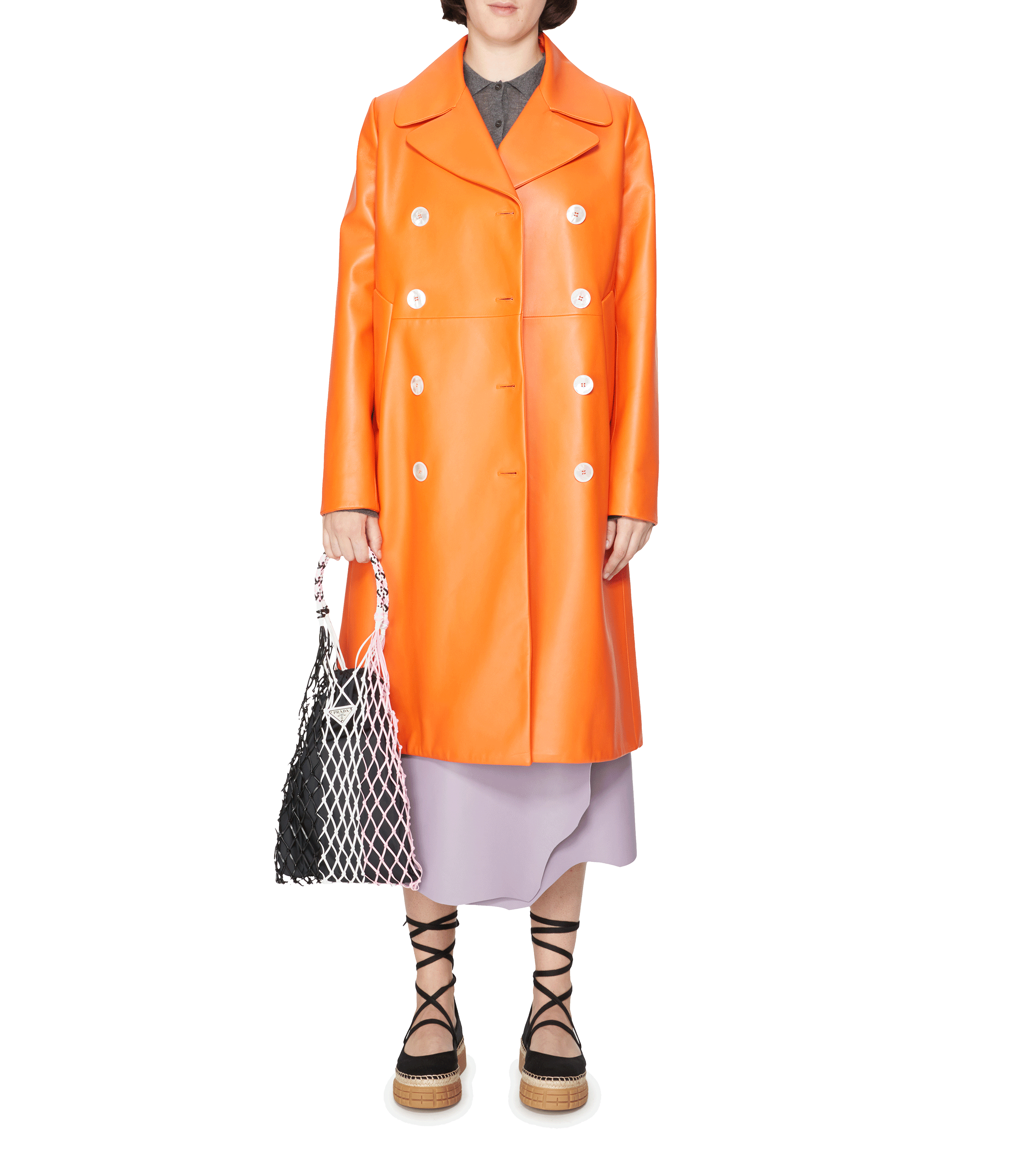 Ballerines à lacets en satin PRADA Noir