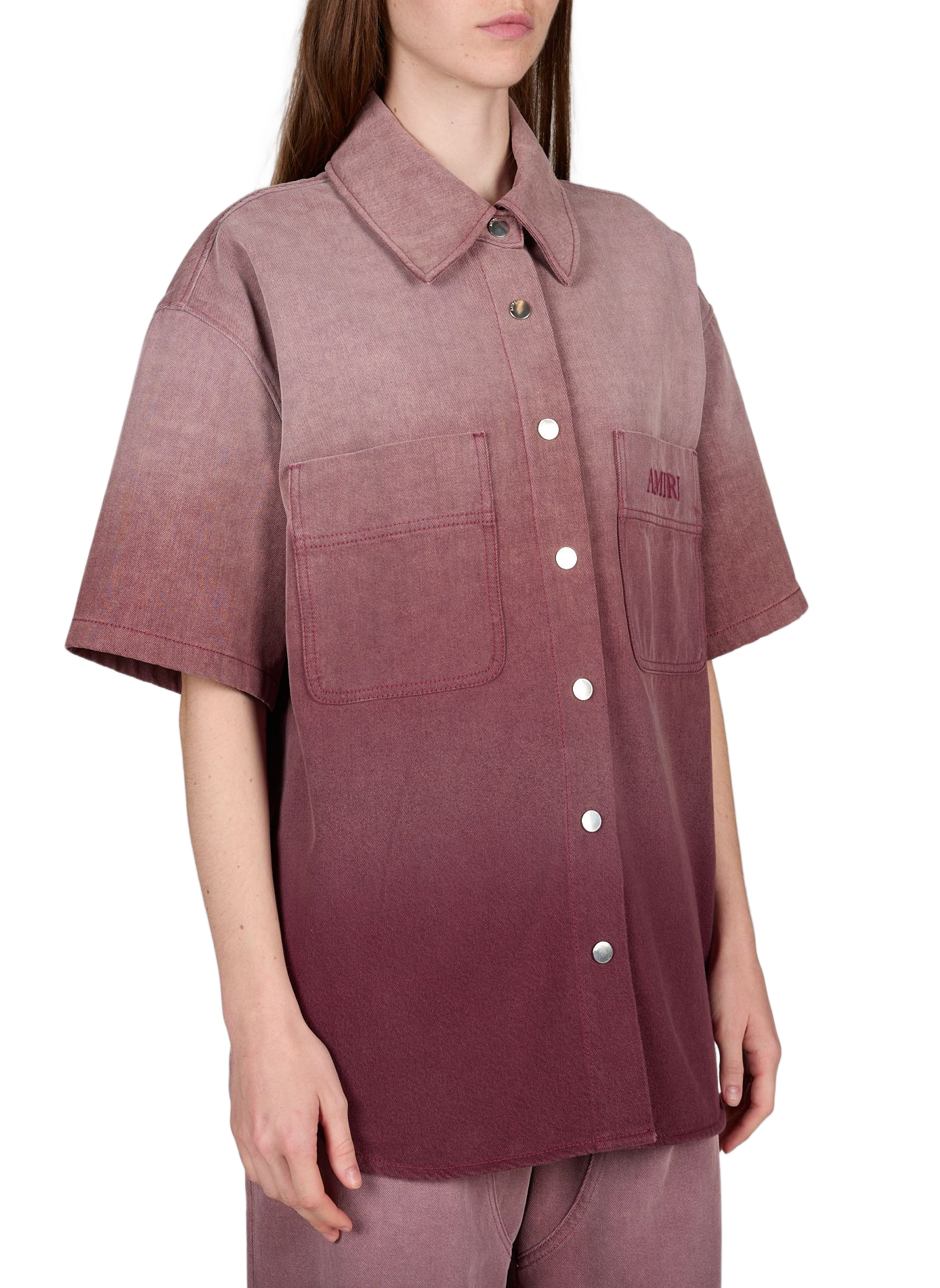 Chemise oversize dégradée à manches courtes en coton AMIRI Rouge