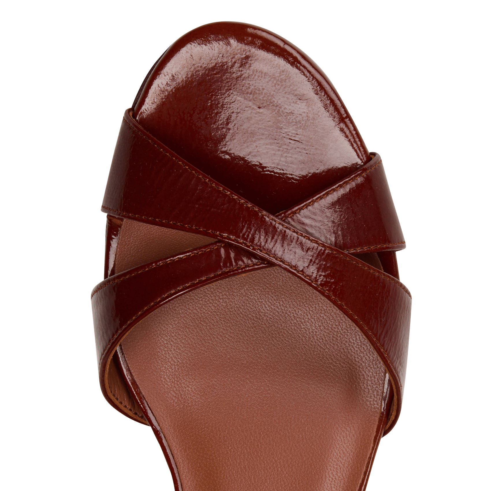 Sandales à talons en cuir vernis n°595 RIVECOUR Marron