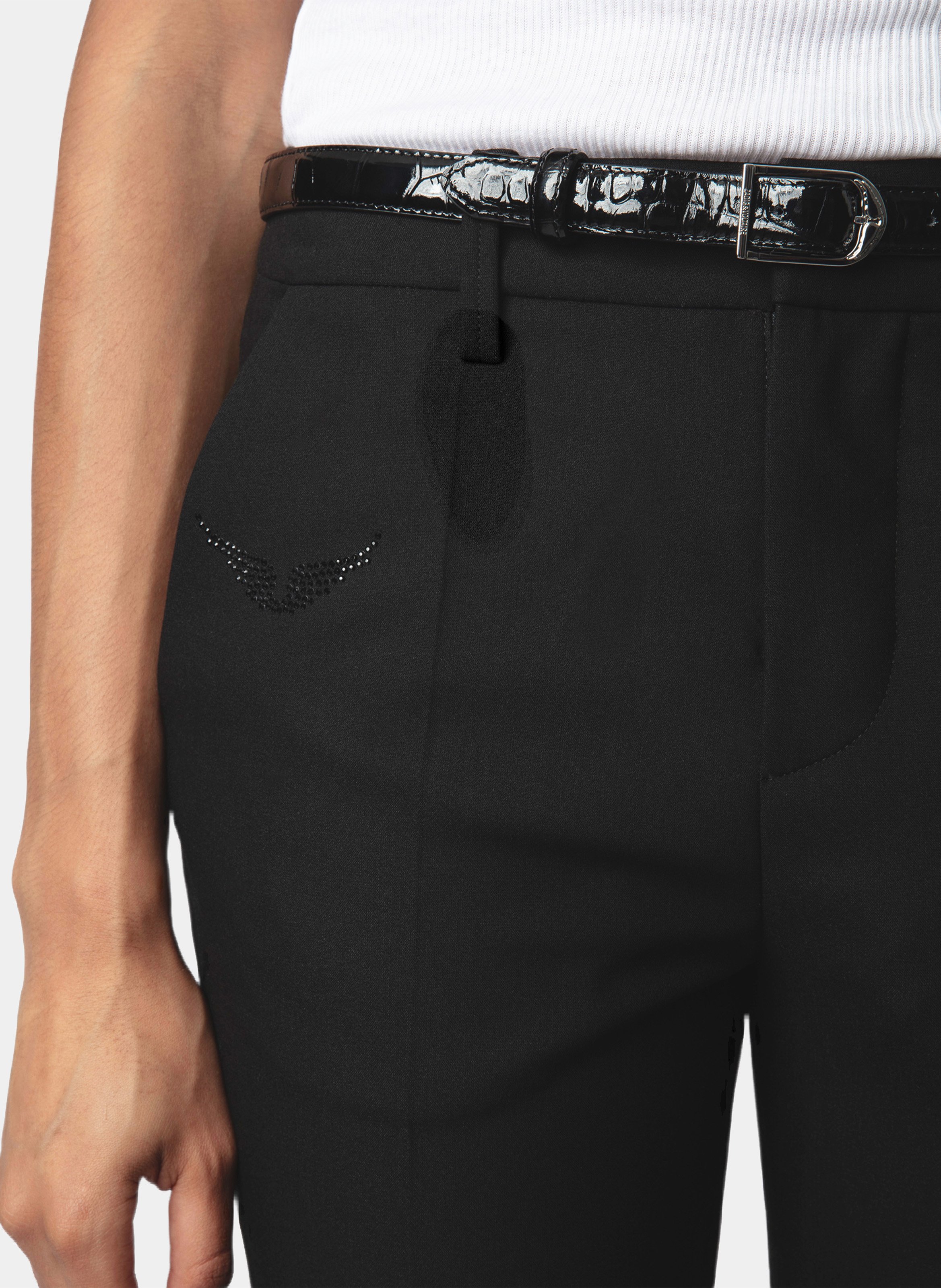 Ledergürtel mit geprägtem Krokodil-Effekt in Rose ZADIG&VOLTAIRE Schwarz