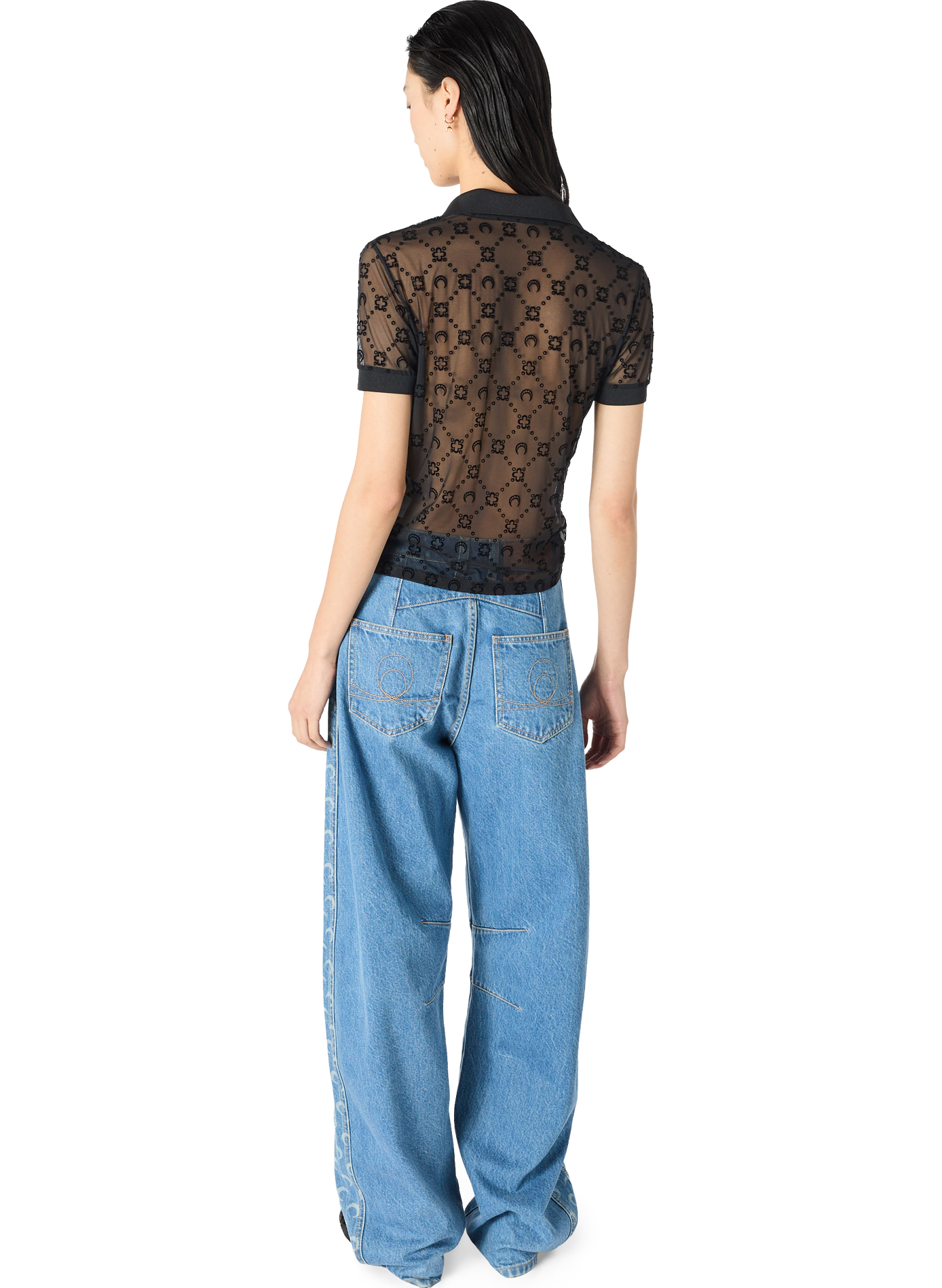 Polo moonogram en maille floquée MARINE SERRE Noir