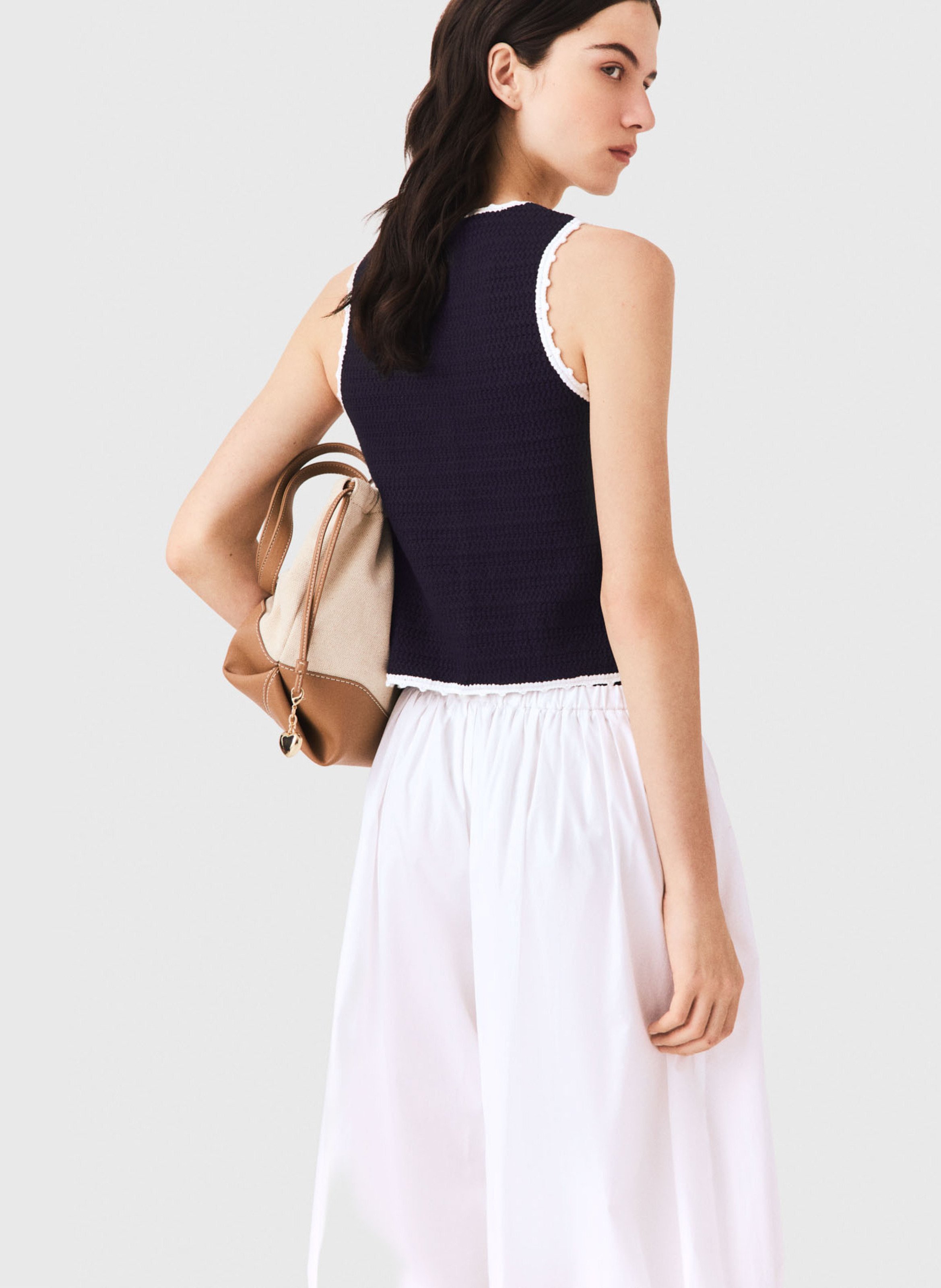 Top ajustée en maille MAJE Bleu