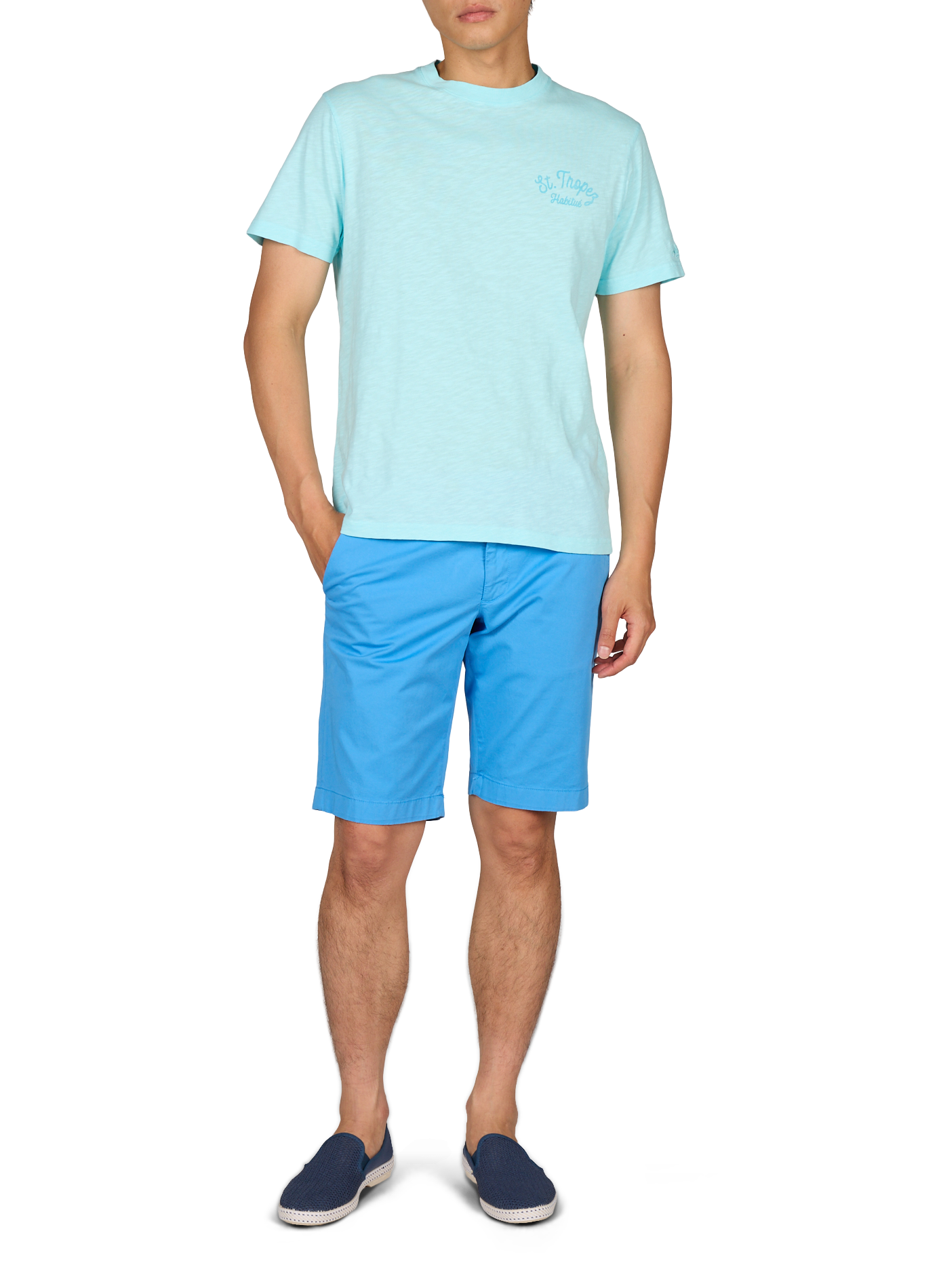 Tee-shirt droit à motif col rond  MC2 SAINT BARTH Bleu