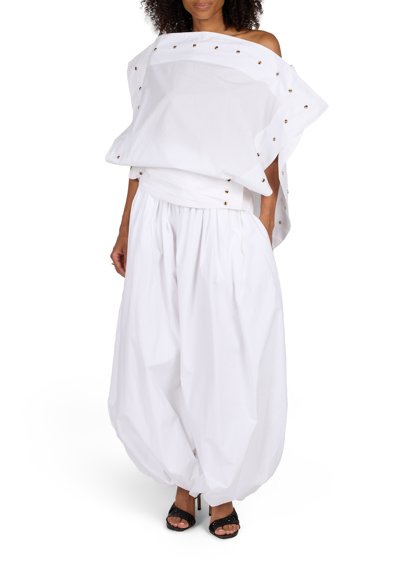 High-waisted cotton harem pants CHRISTOPHER ESBER White