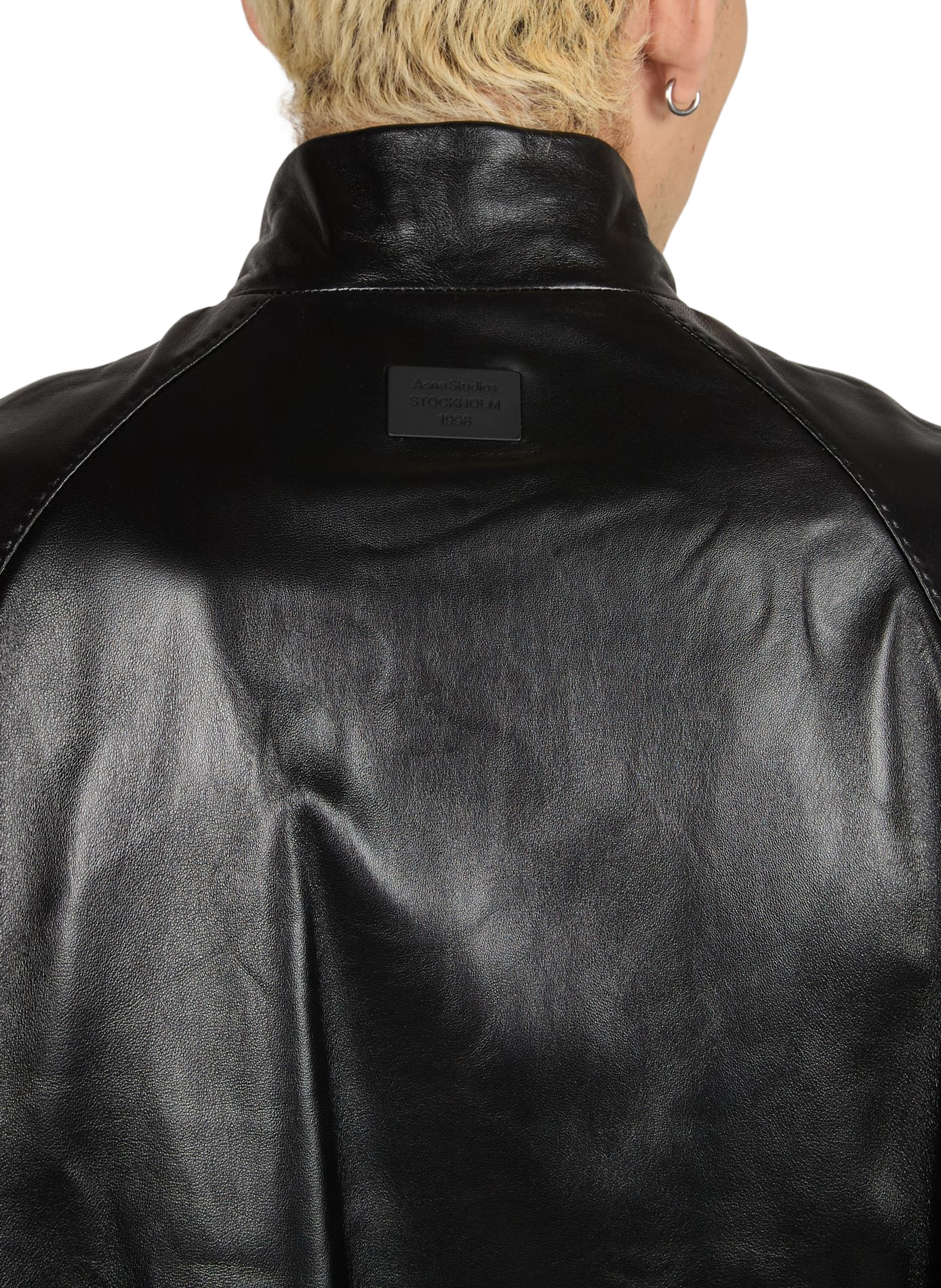 Blouson droit en cuir ACNE STUDIOS Noir