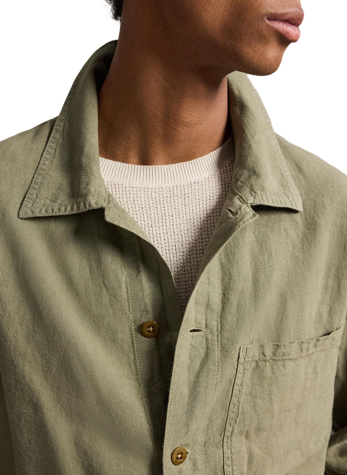 Blouson col classique en lin POLO RALPH LAUREN Vert