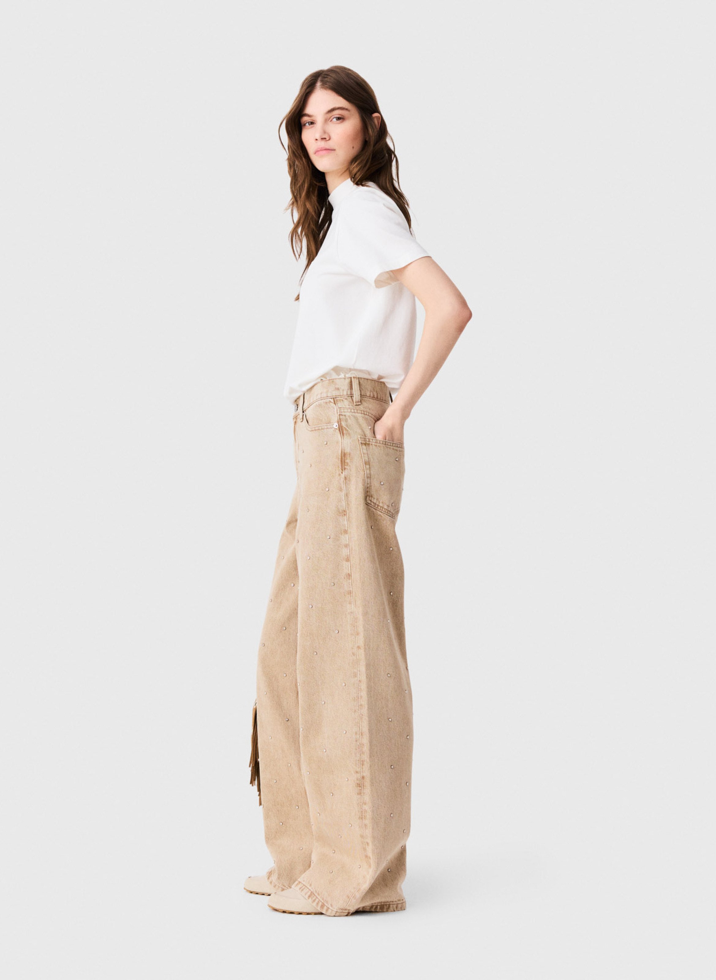 Tee-shirt droit en coton MAJE Blanc