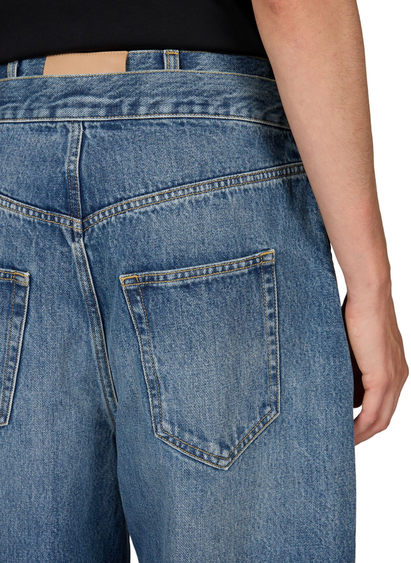 Jean barrel taille haute en coton THE ATTICO Bleu