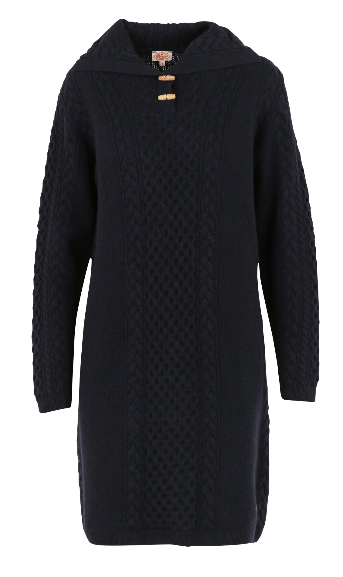 Midi jurk in ruime pasvorm van gemengde wol erfgoed ARMOR-LUX Blauw