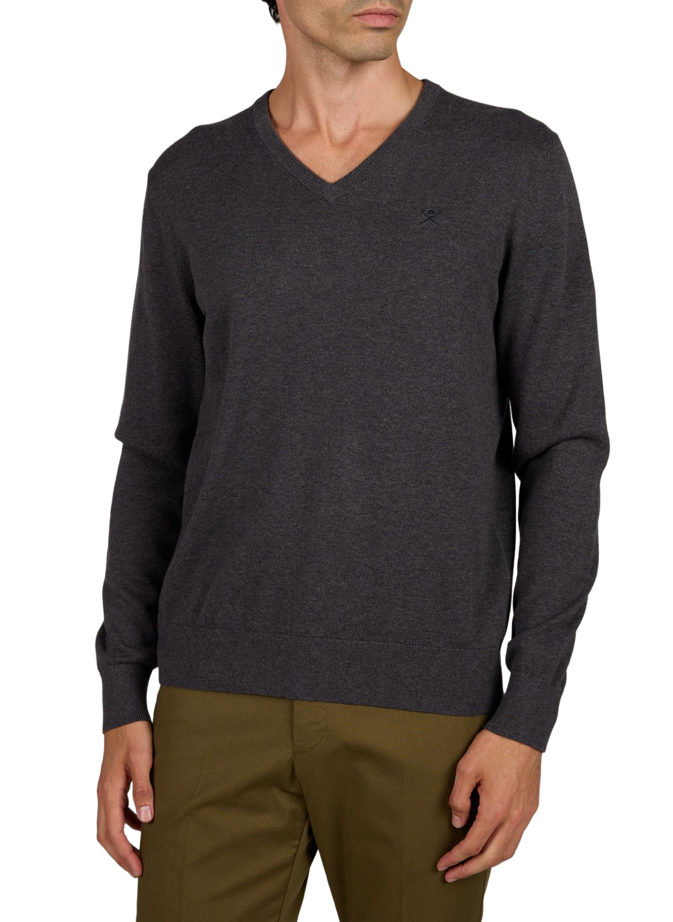 V-Ausschnitt Pullover aus Baumwolle HACKETT Grau