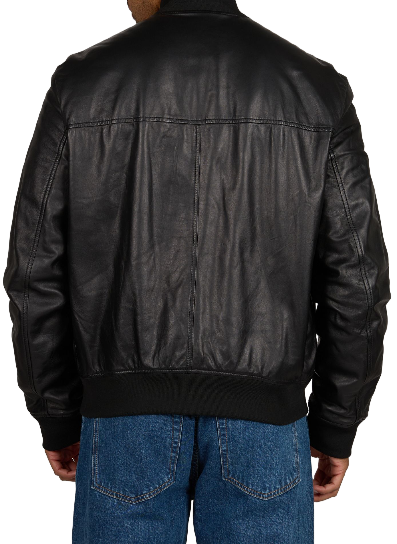 Blouson court en cuir ARMANI EXCHANGE Noir