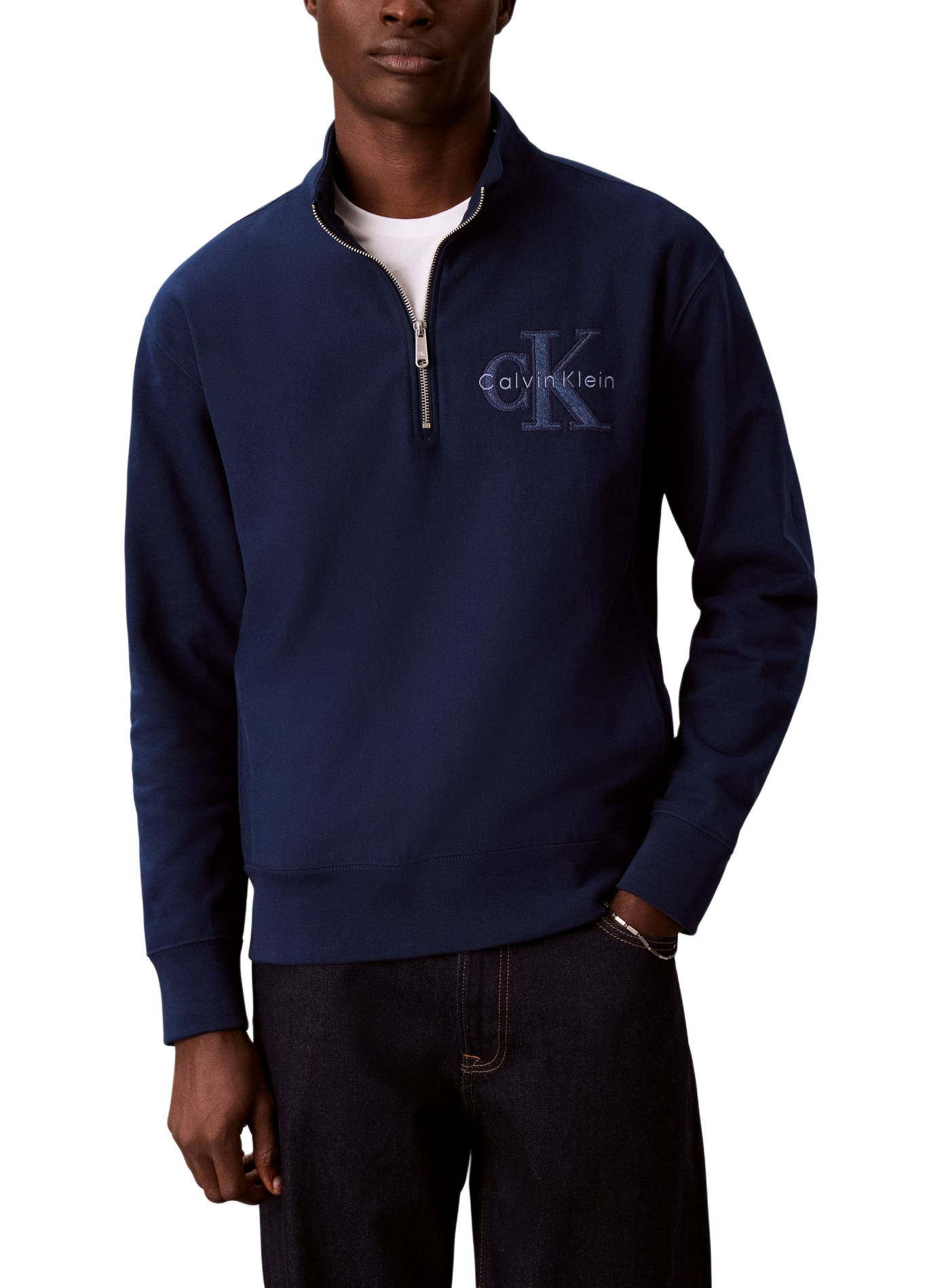 Sweat logo en coton mélangé CALVIN KLEIN Bleu