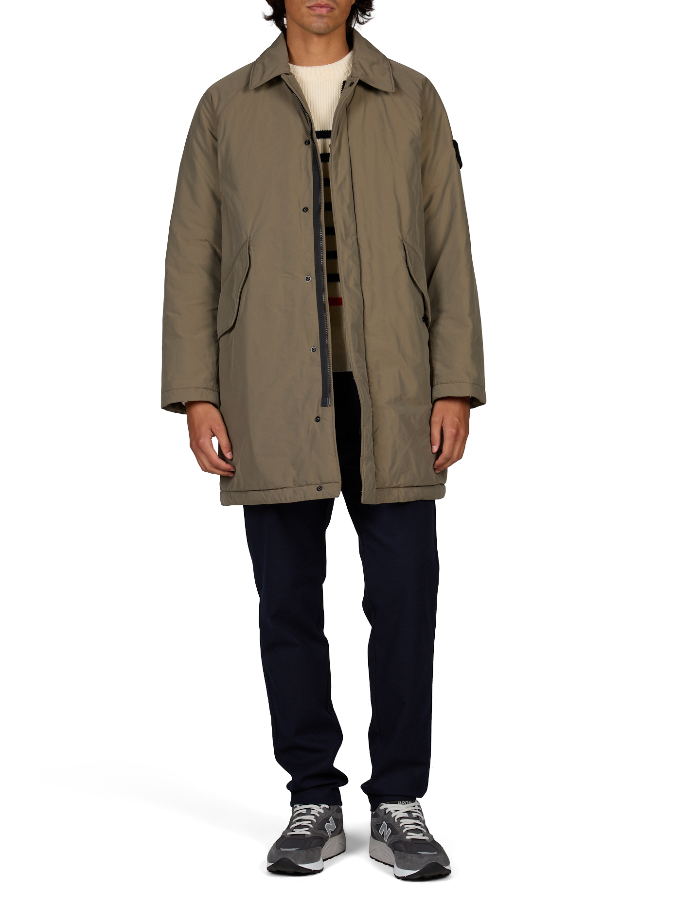 Zippered Reversible Coat STONE ISLAND Khaki