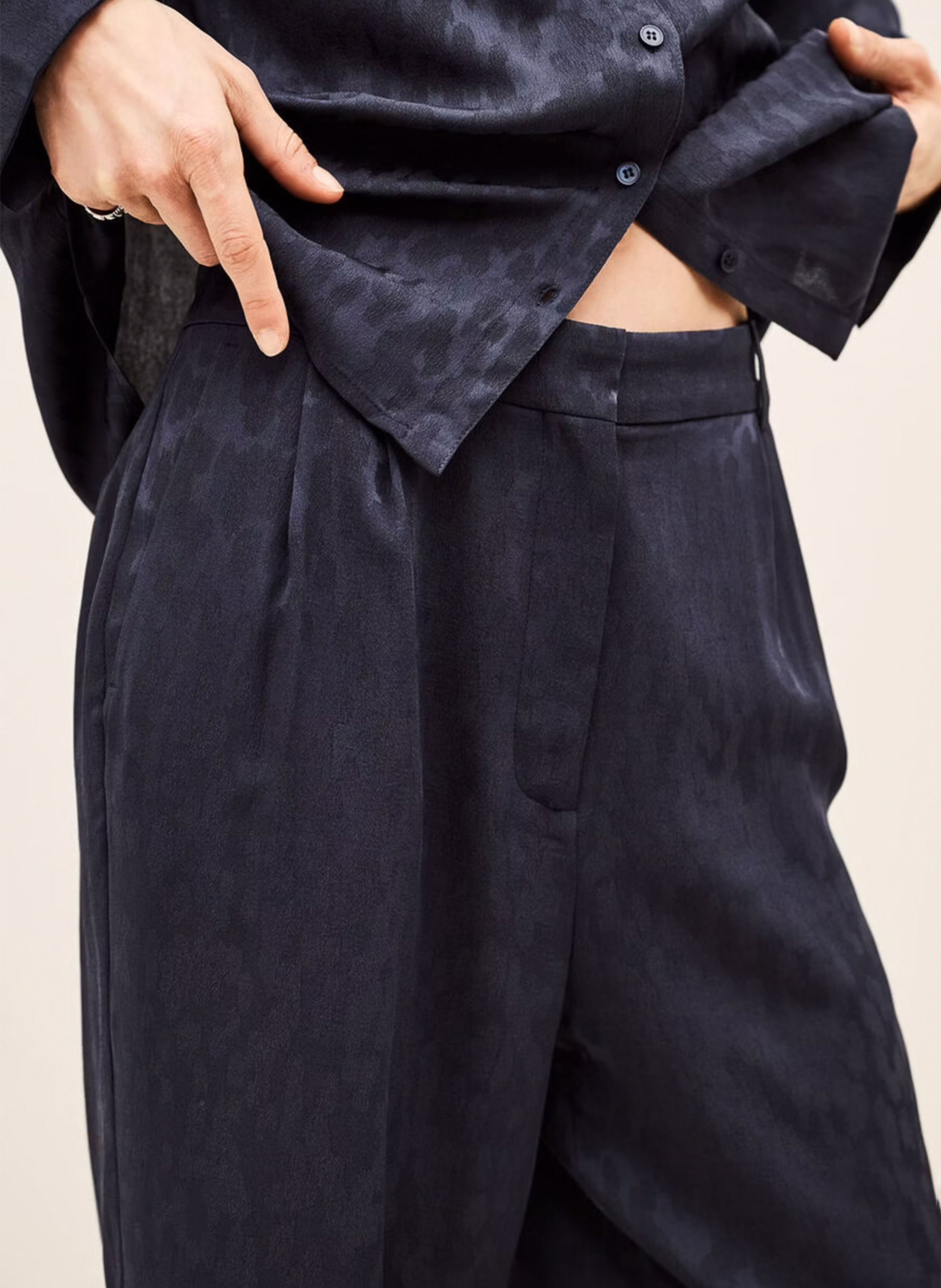 Pantalon droit fluide en jacquard heloy BA&SH Bleu