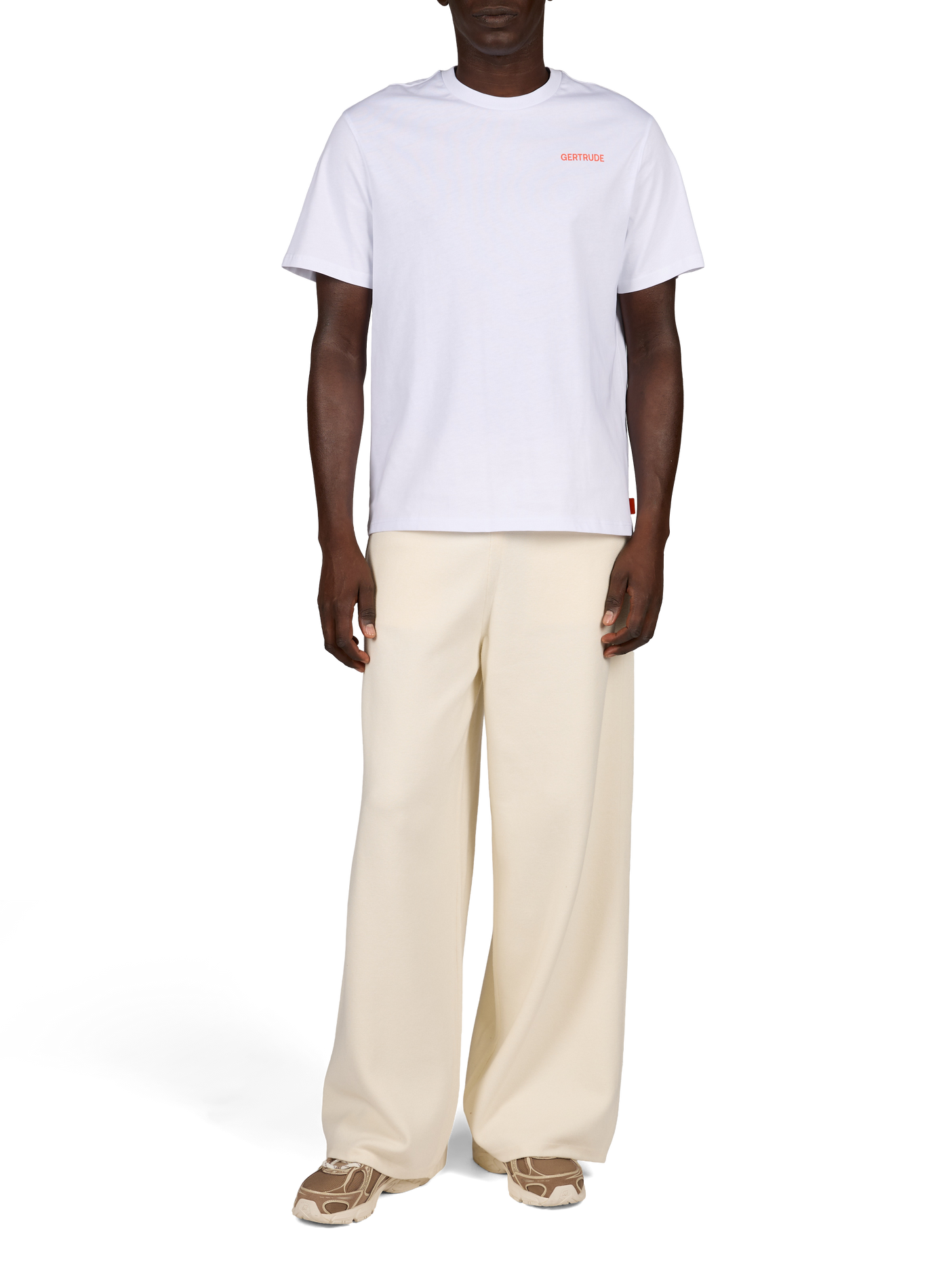 Wide-leg AMARO logo knit trousers GERTRUDE Beige
