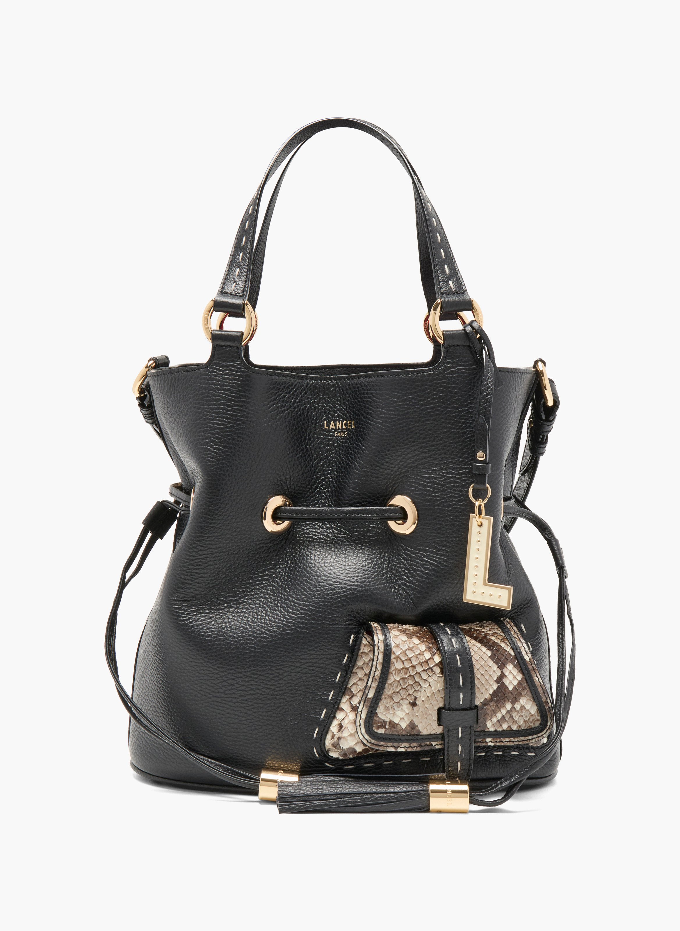 Sac seau premier flirt en cuir exotique lancel LANCEL Noir