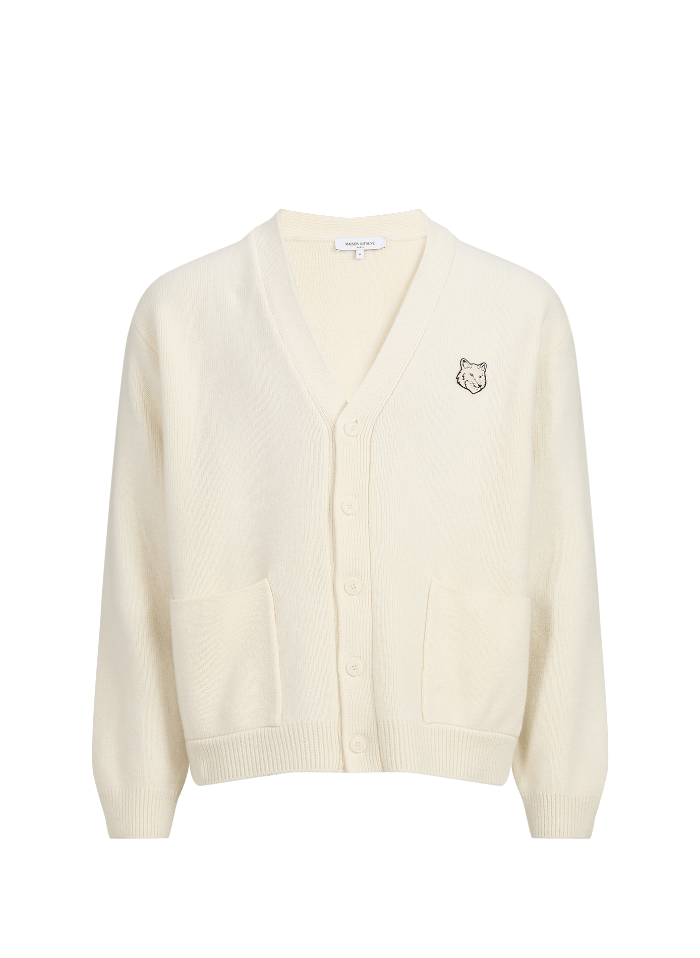 Gilet droit en laine MAISON KITSUNÉ Blanc