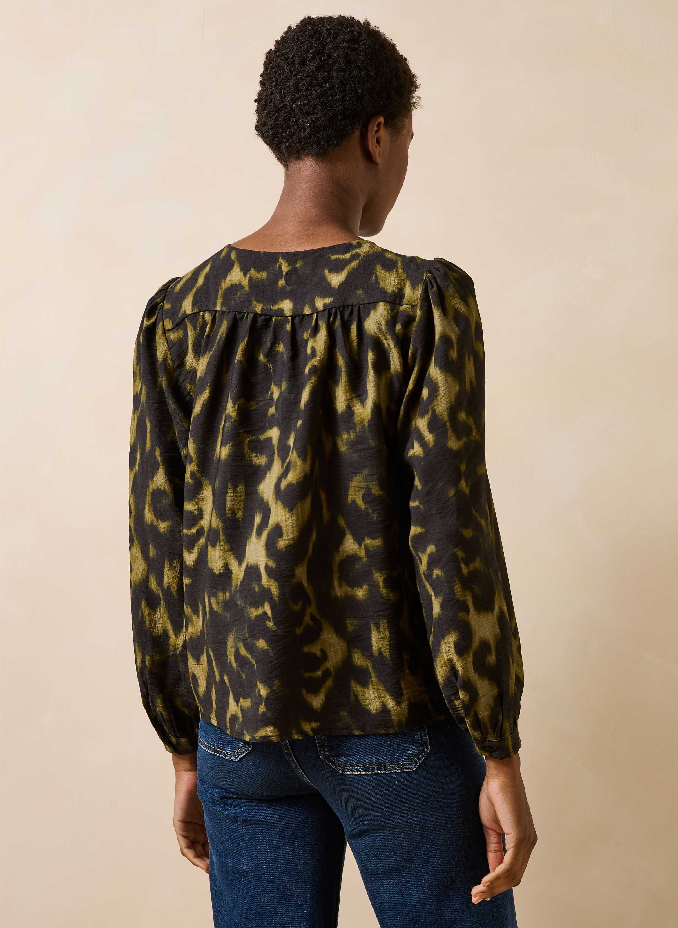 Rechte blouse met ronde hals en dierenprint LA FEE MARABOUTEE Groen
