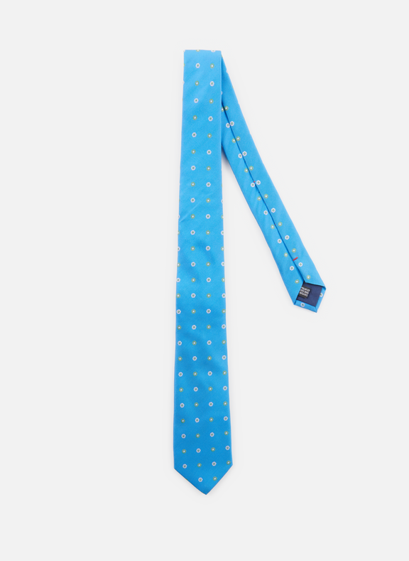 ATELIER F&B Cravate imprimé fleurs en soie Bleu