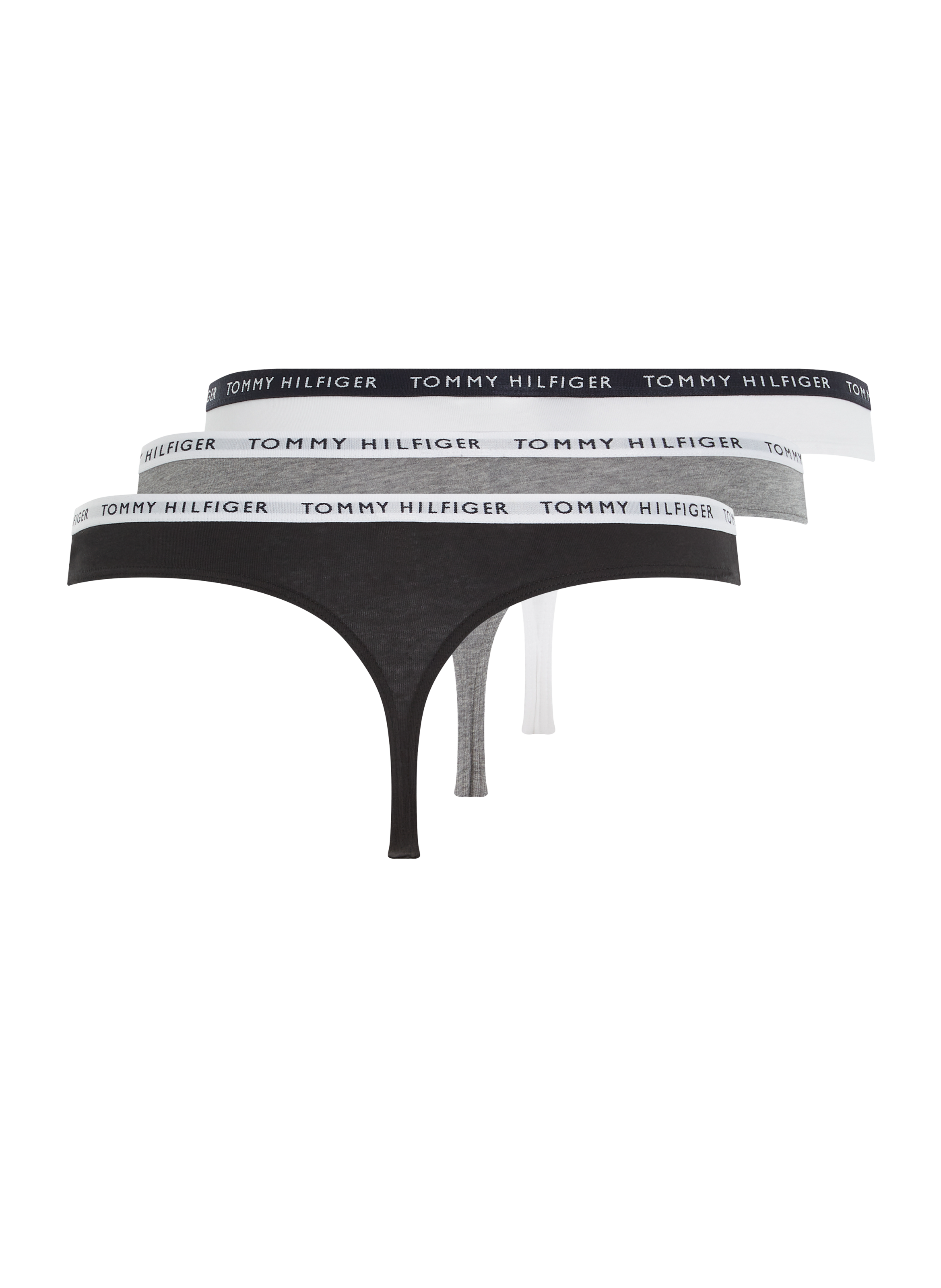 Lot de trois strings en coton extensible Multicolore