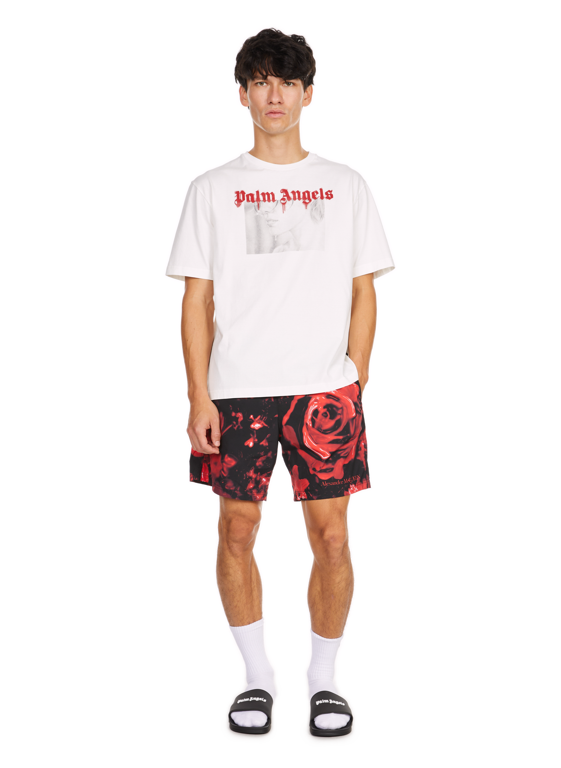 Biker-style cotton t-shirt PALM ANGELS White