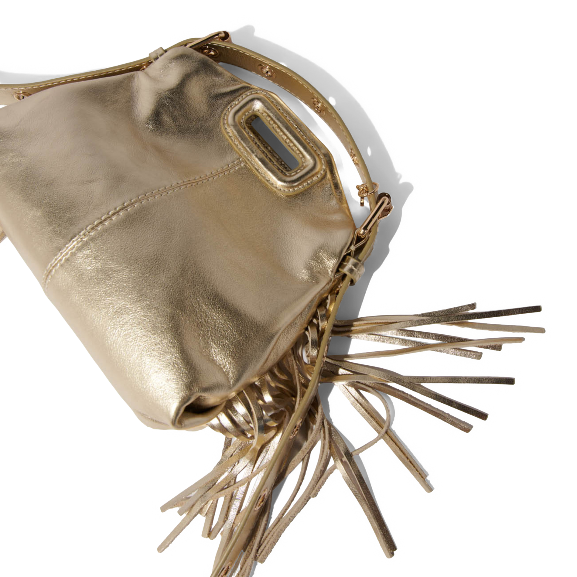 Sac bandoulière en cuir lisse miss m mini MAJE Doré