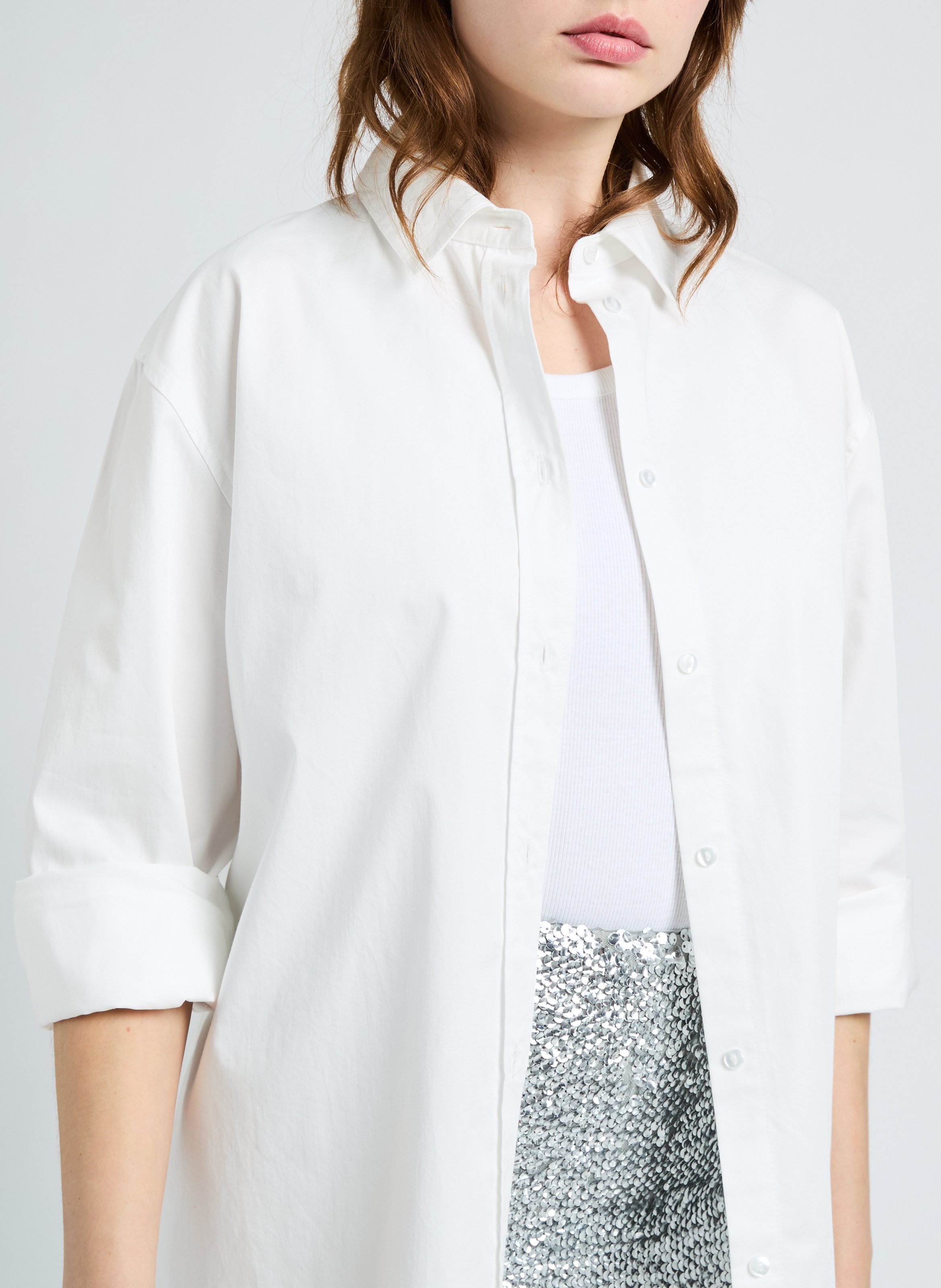 Straight long cotton shirt SAISON 1865 White