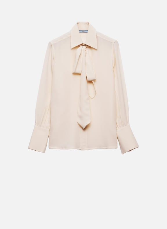 Chemise en crêpe marocain effet vintage Beige by PRADA PRADA Chemise en crêpe marocain effet vintage Beige