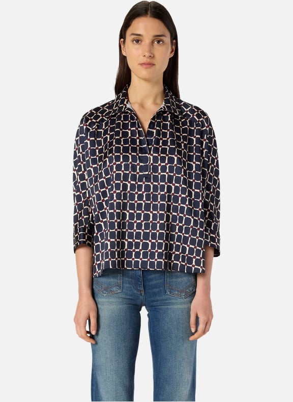 Chemise à carrés géométriques - ariane Bleu by GERARD DAREL GERARD DAREL Chemise à carrés géométriques - ariane Bleu