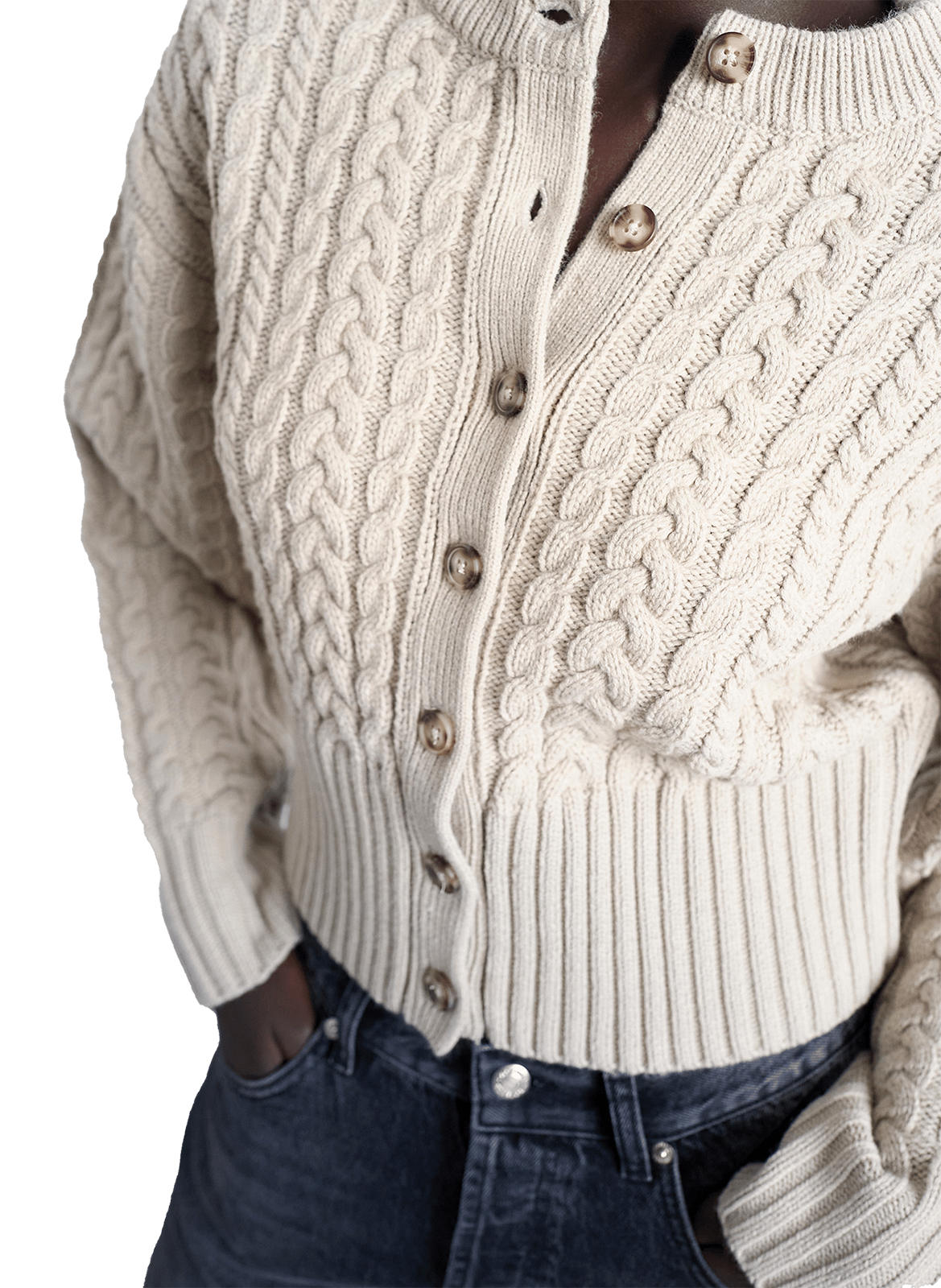 Gilet en maille torsadée TOPSHOP Blanc