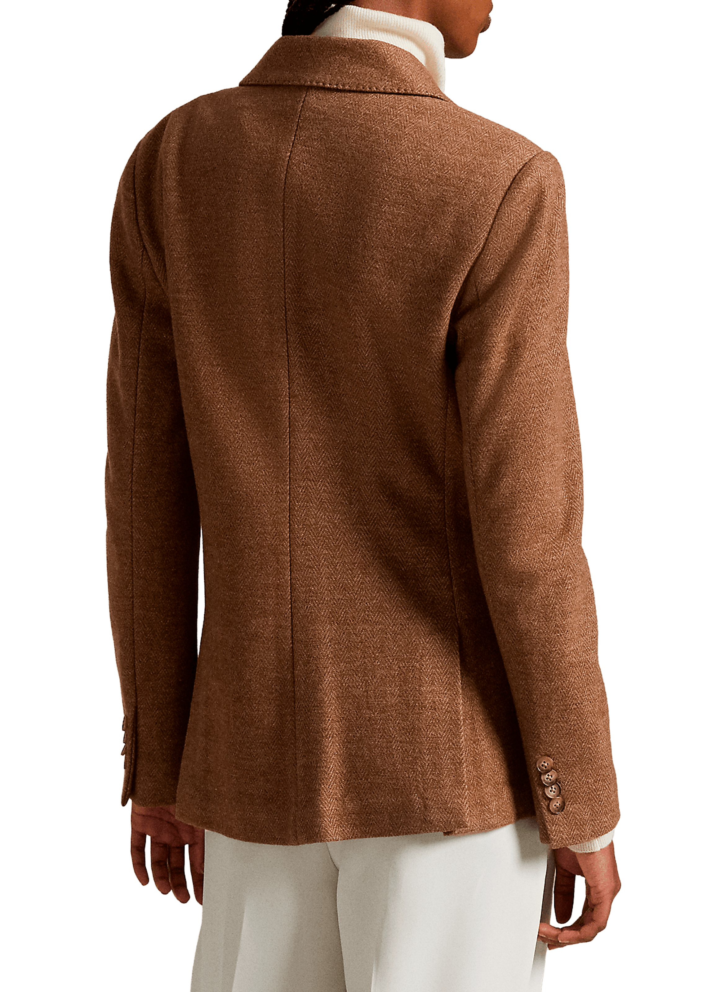 Blazer col tailleur en laine et coton POLO RALPH LAUREN Marron