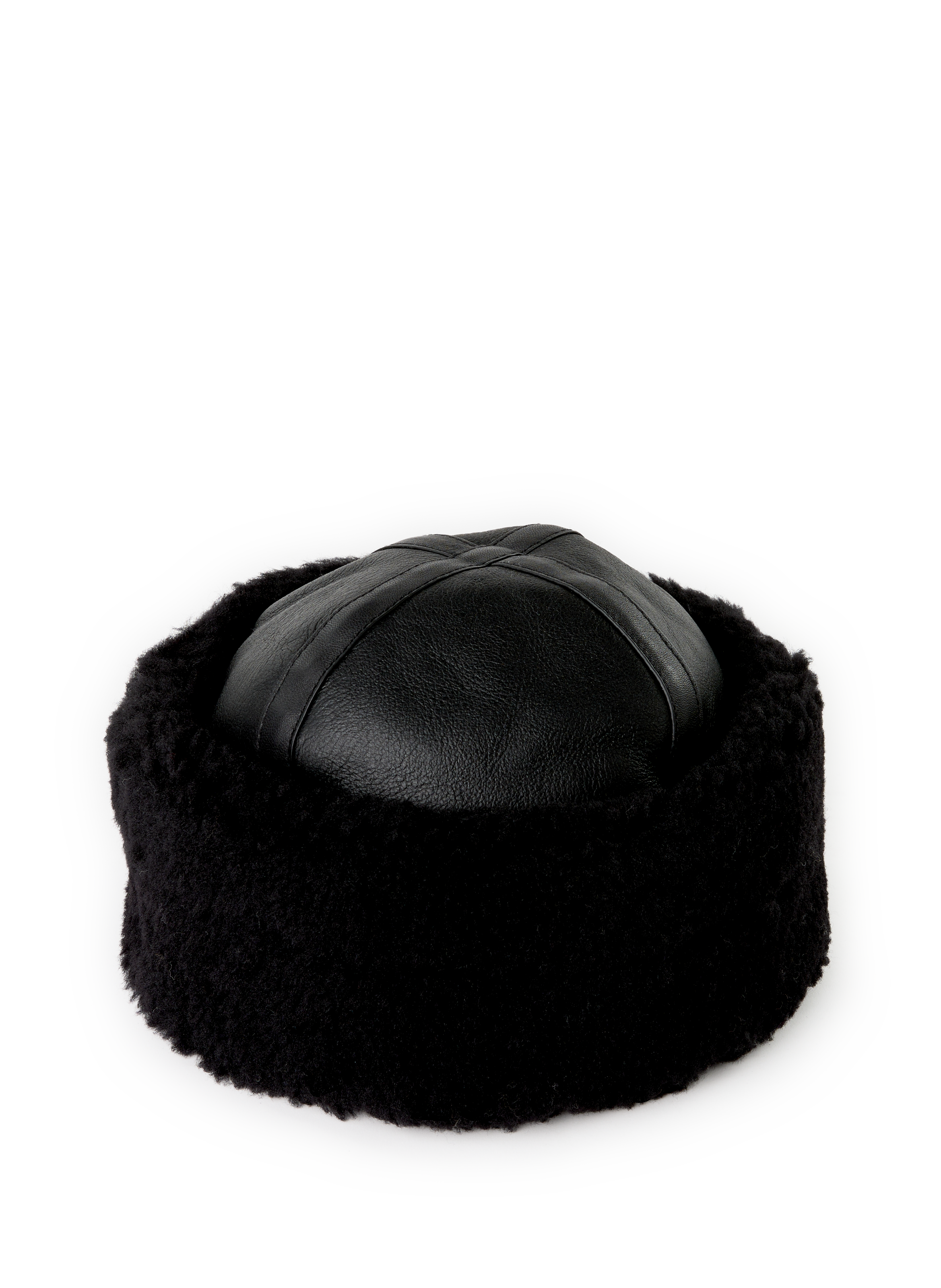 Leather and shearling hat TOTEME Black